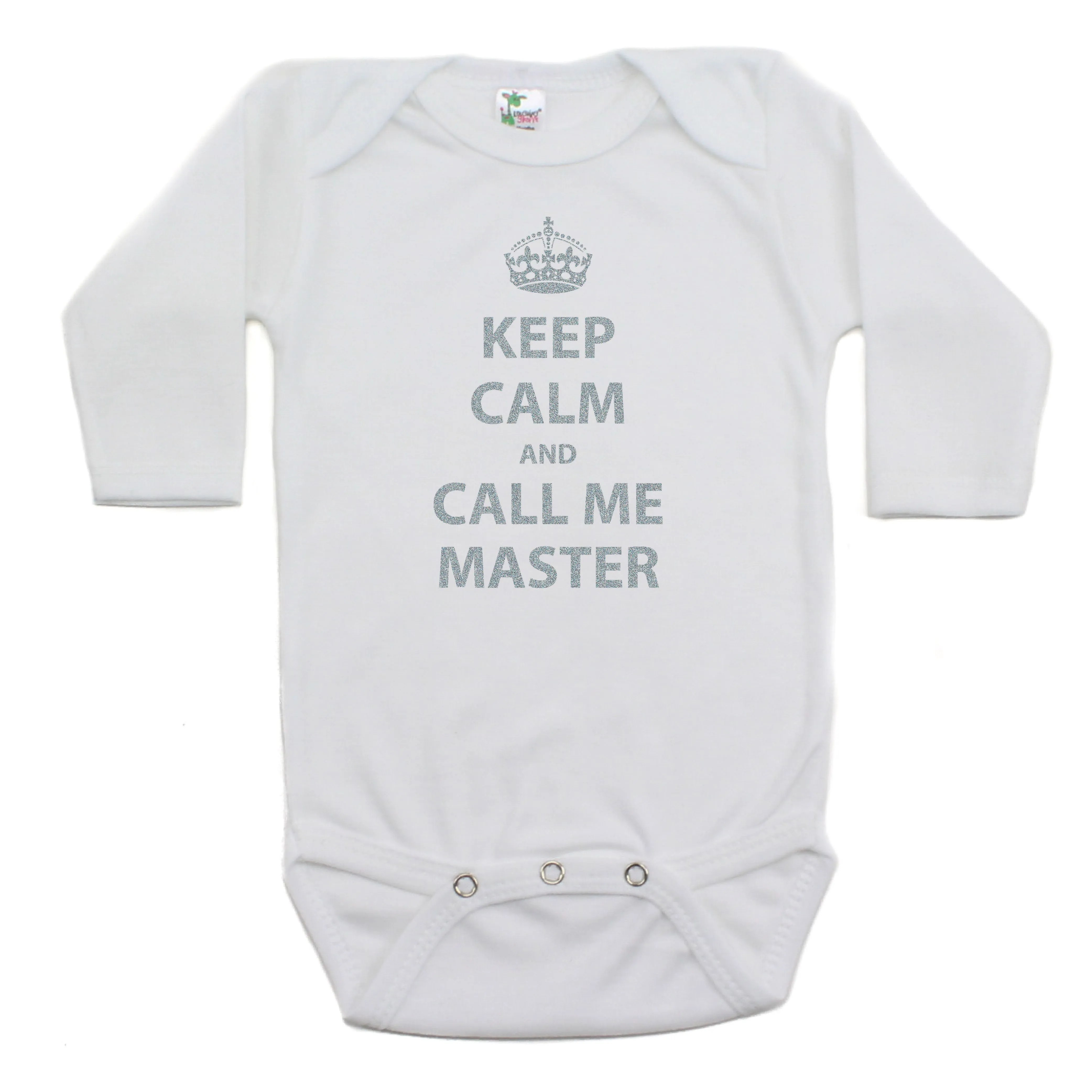 Keep Calm And Call Me Master Long Sleeve Cotton Bodysuit