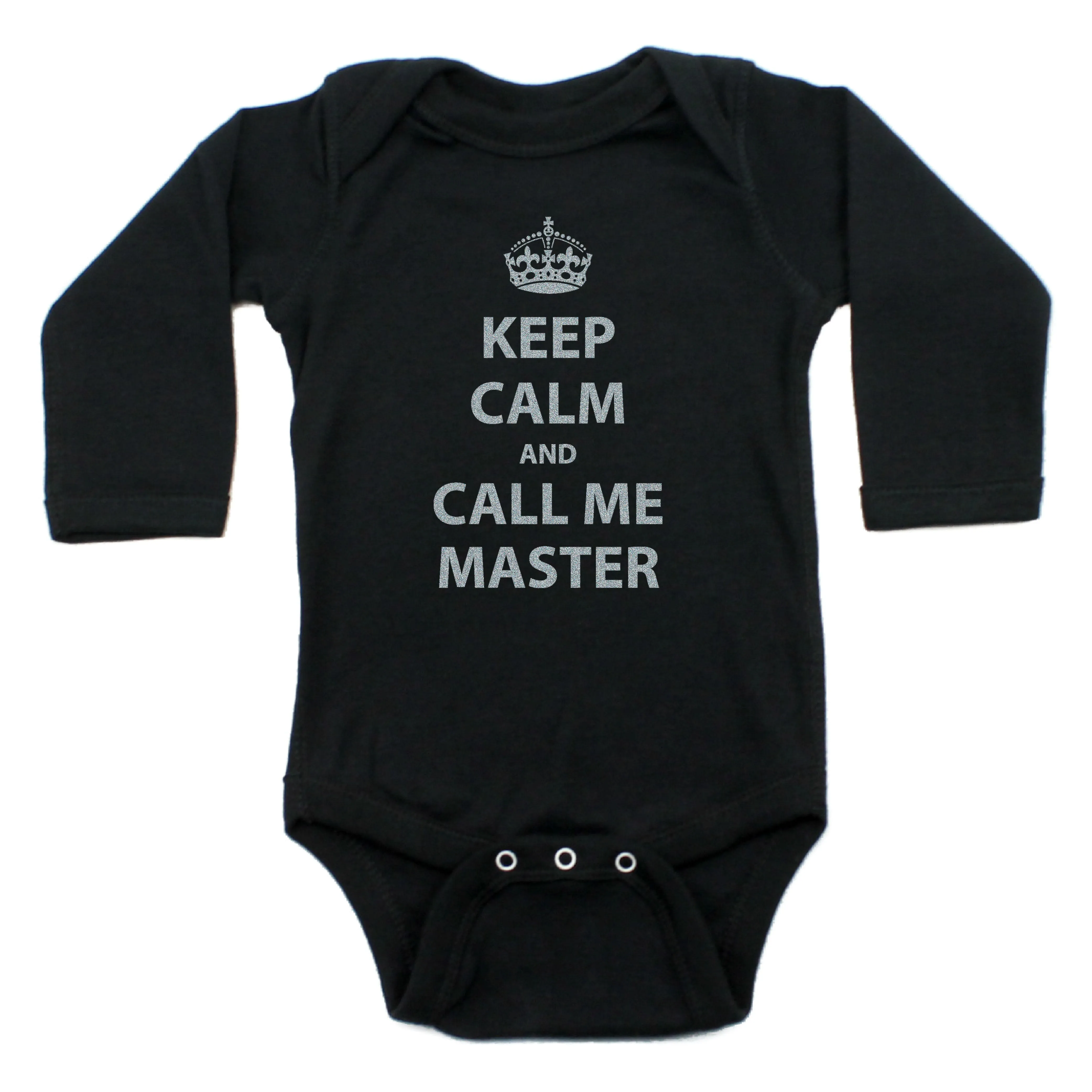 Keep Calm And Call Me Master Long Sleeve Cotton Bodysuit