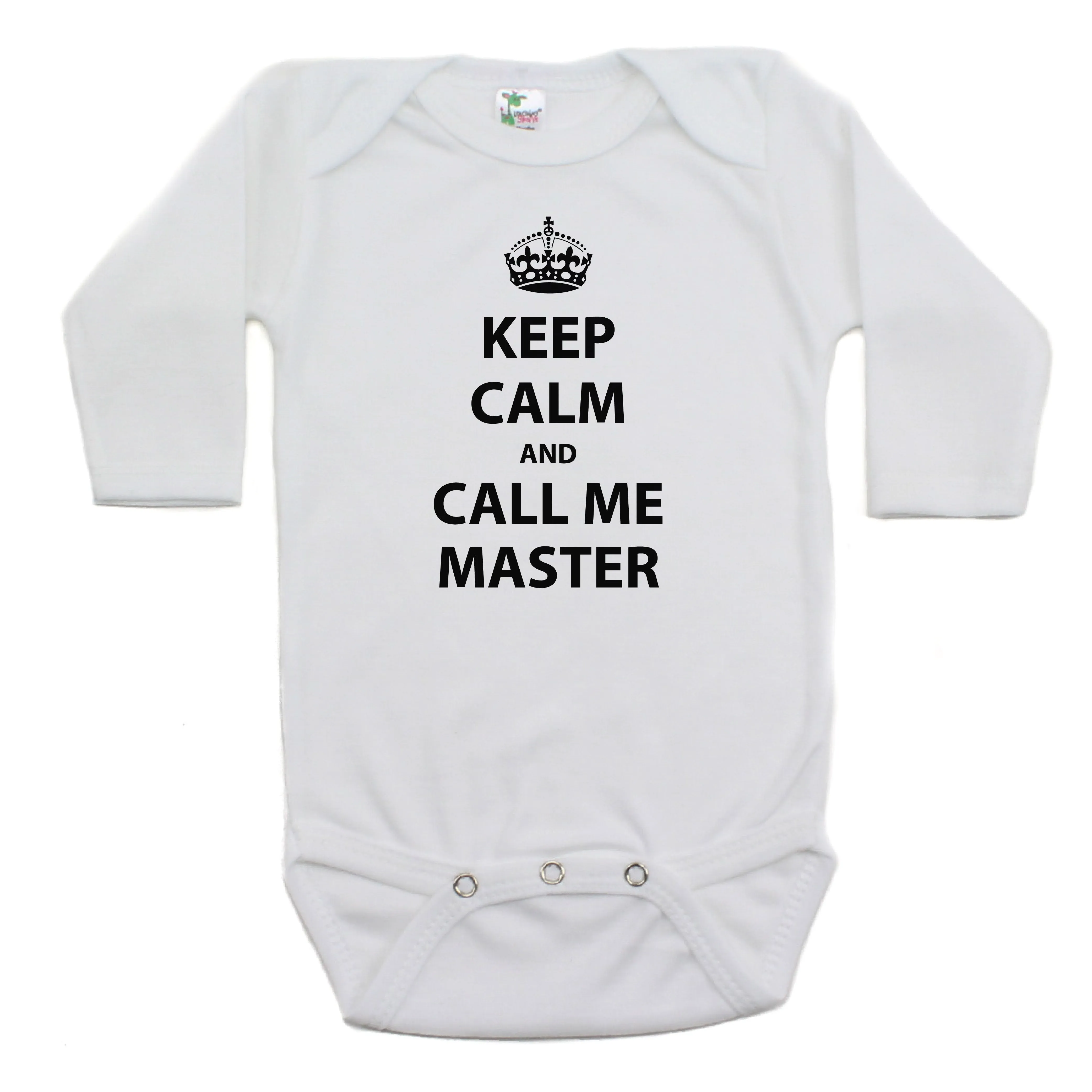 Keep Calm And Call Me Master Long Sleeve Cotton Bodysuit