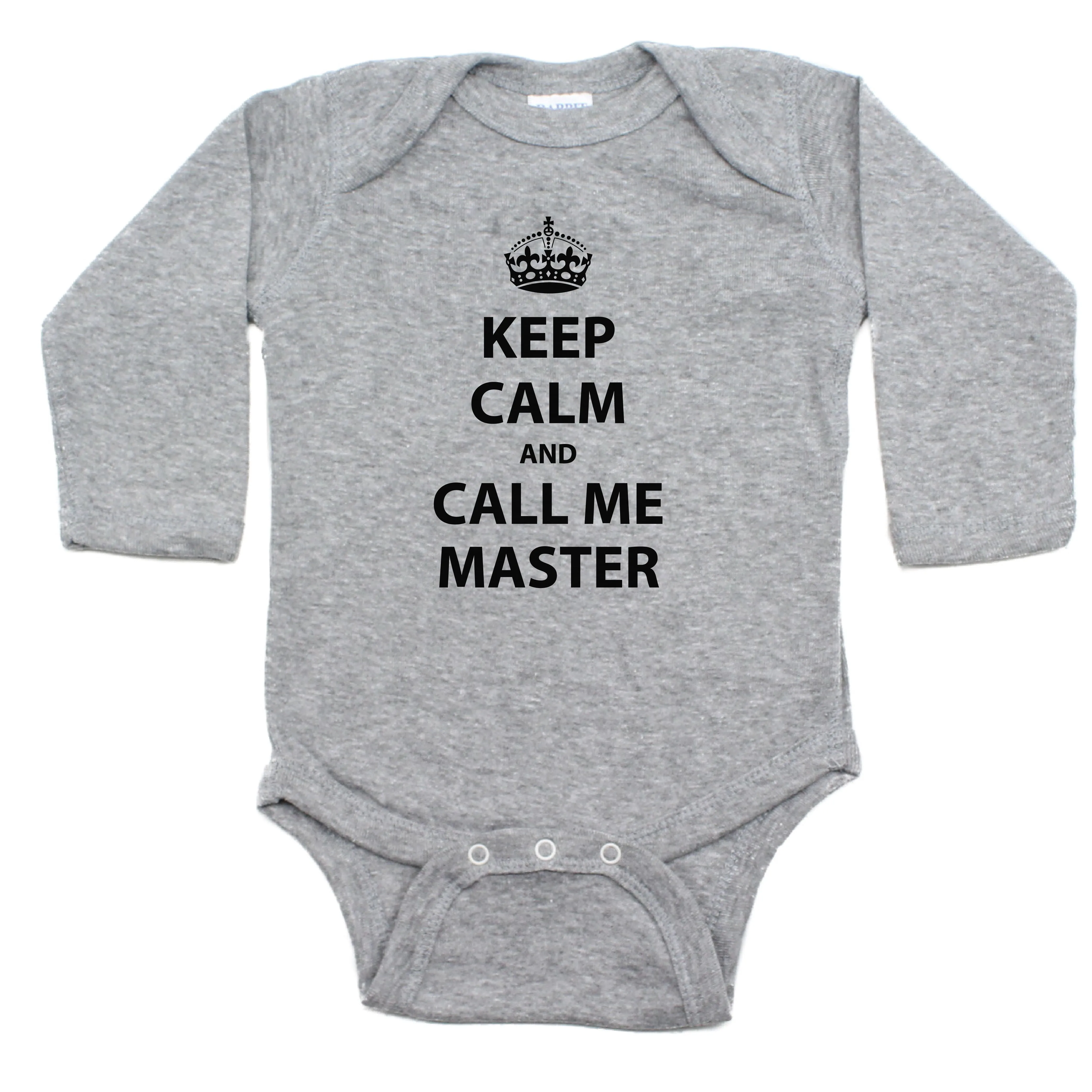 Keep Calm And Call Me Master Long Sleeve Cotton Bodysuit