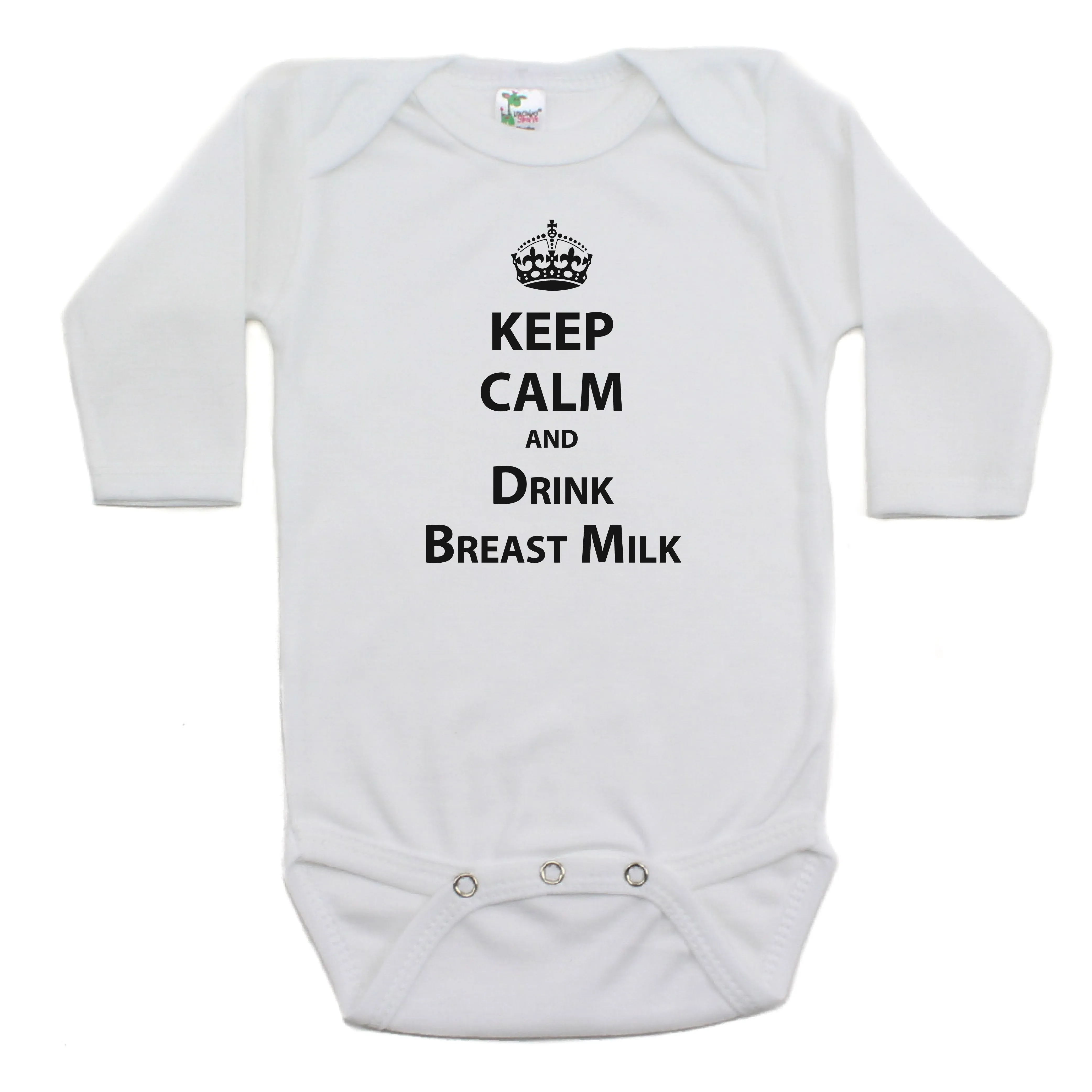 Keep Calm And Drink Breast Milk Long Sleeve Cotton Bodysuit,