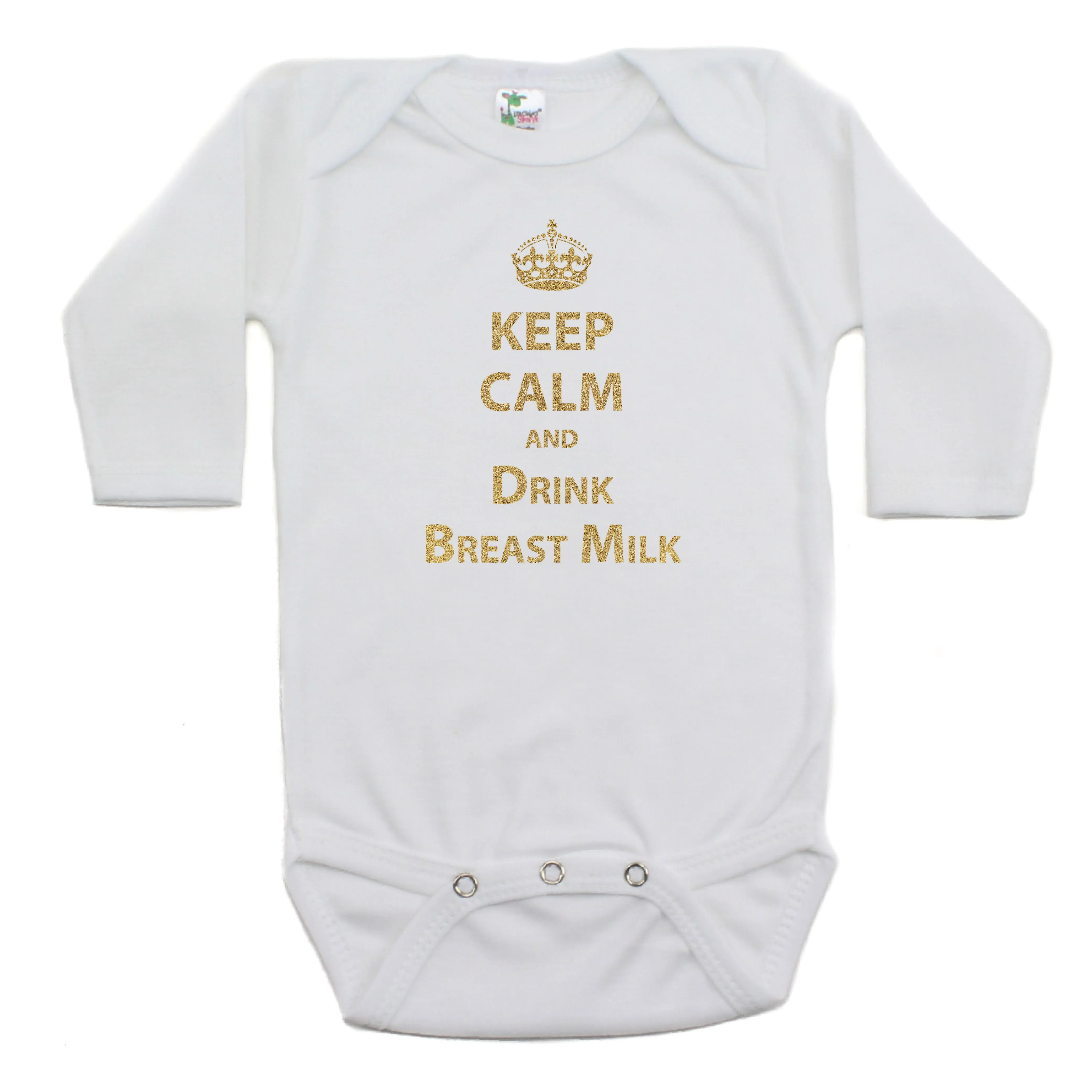 Keep Calm And Drink Breast Milk Long Sleeve Cotton Bodysuit,