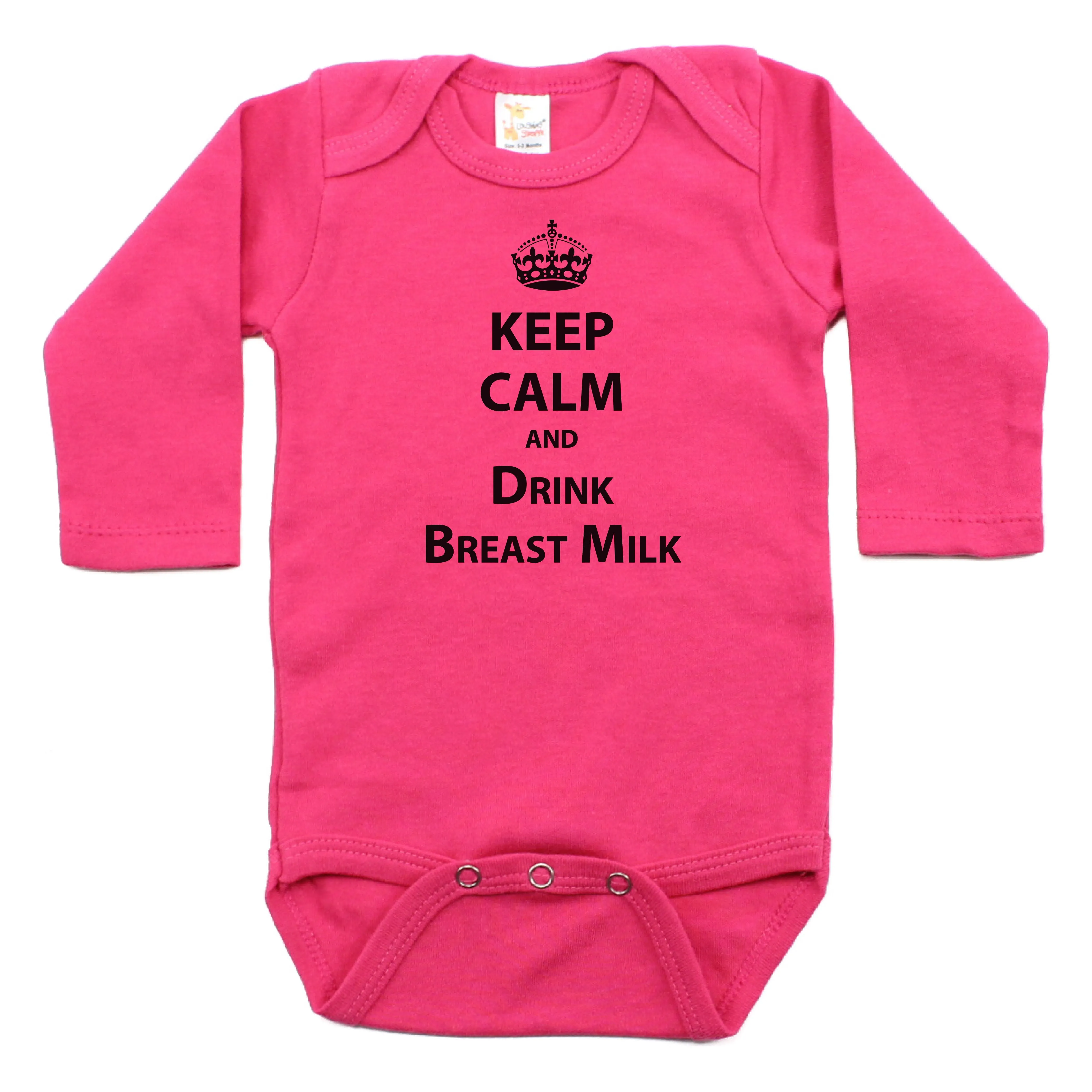 Keep Calm And Drink Breast Milk Long Sleeve Cotton Bodysuit,