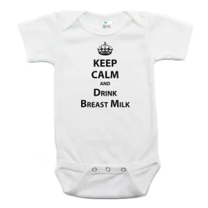 Keep Calm And Drink Breast Milk Short Sleeve Cotton Bodysuit