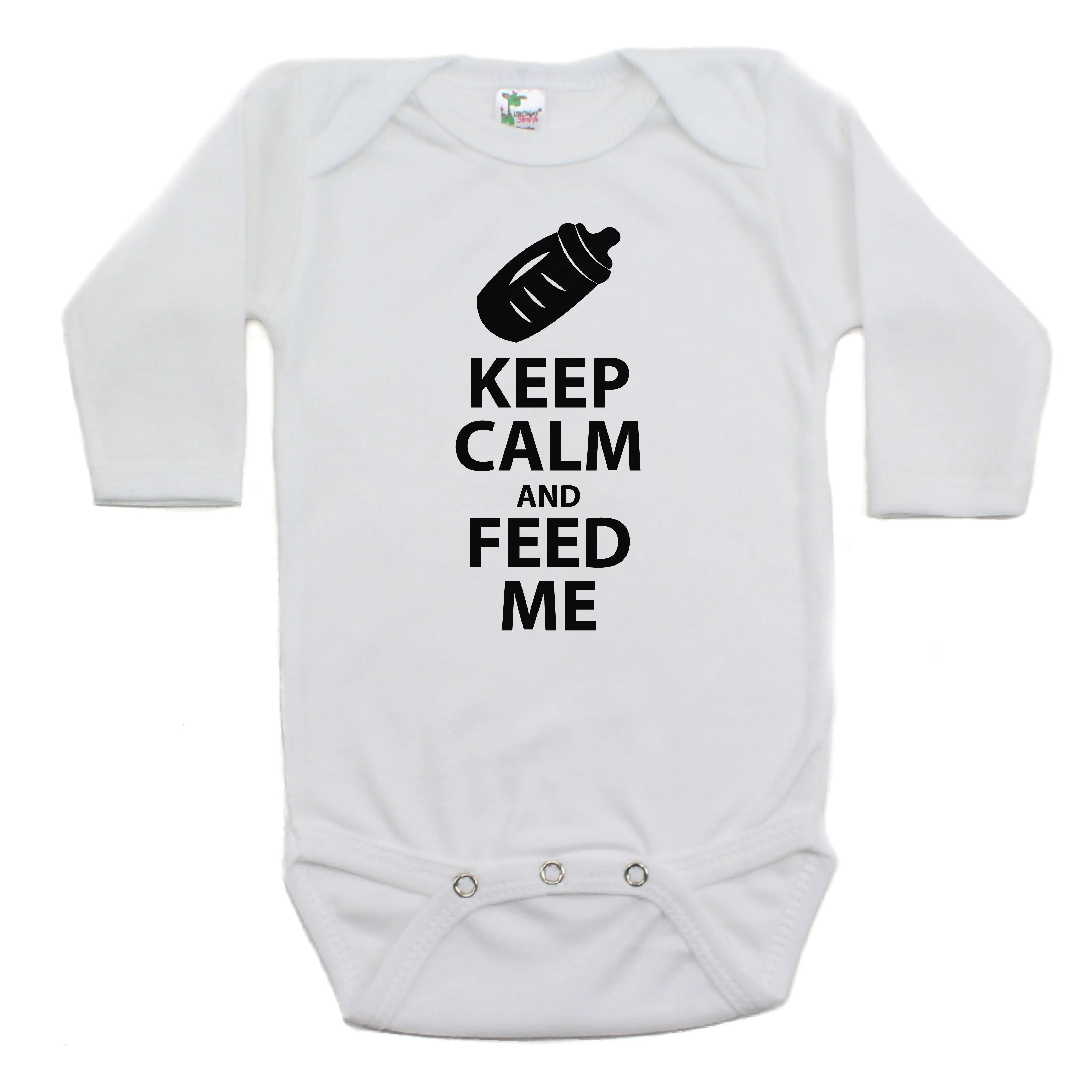 Keep Calm and Feed Me Long Sleeve Bodysuit