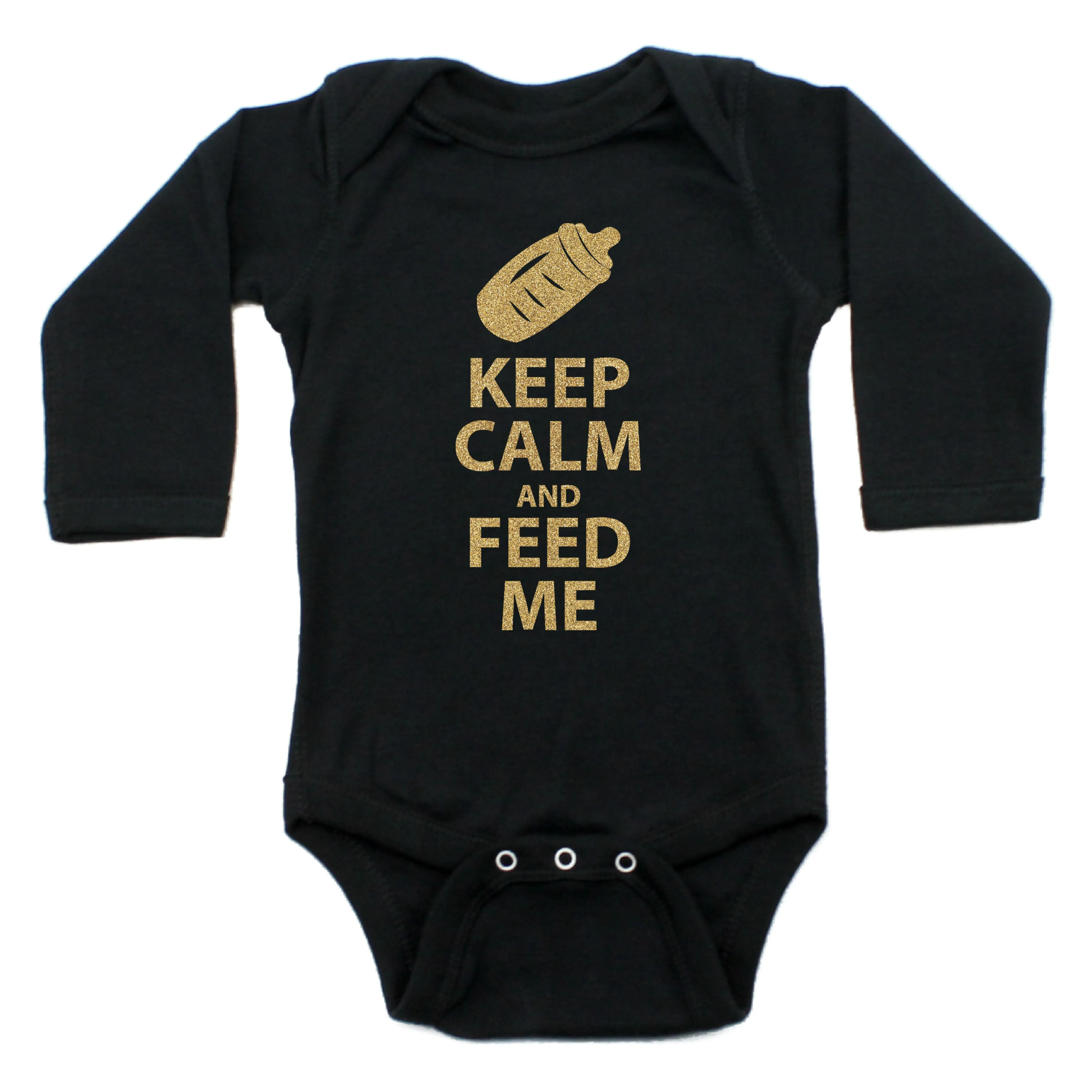 Keep Calm and Feed Me Long Sleeve Bodysuit