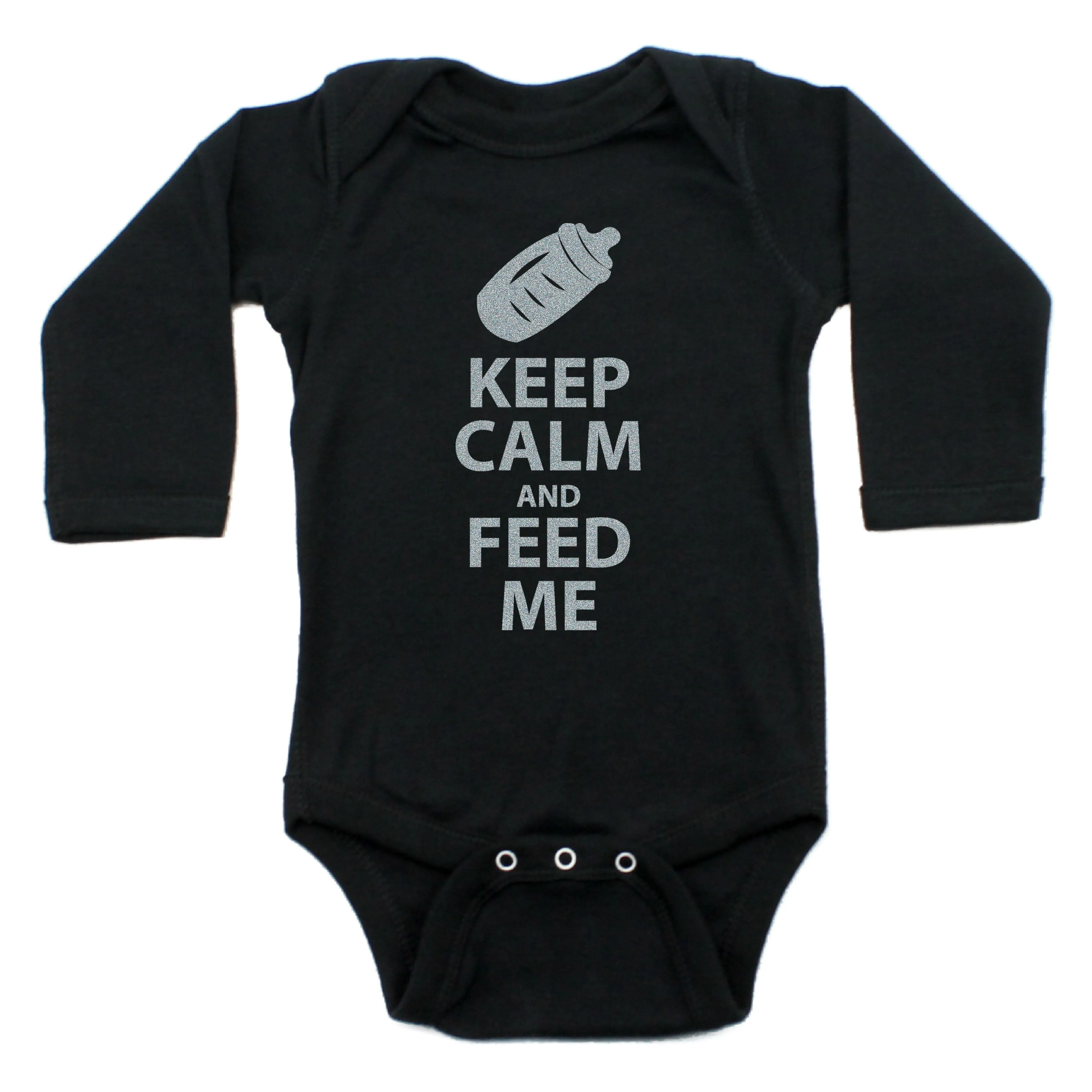 Keep Calm and Feed Me Long Sleeve Bodysuit