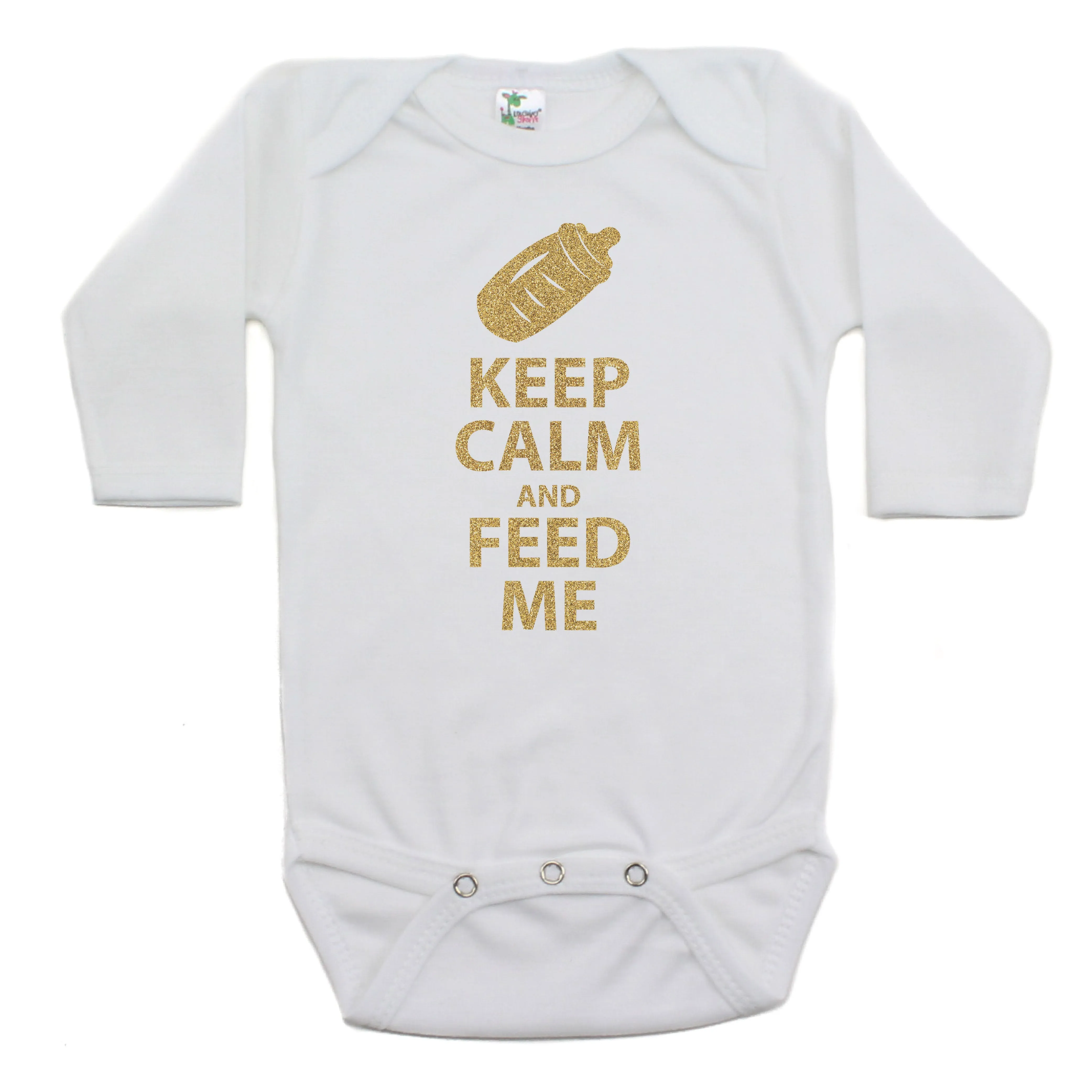 Keep Calm and Feed Me Long Sleeve Bodysuit