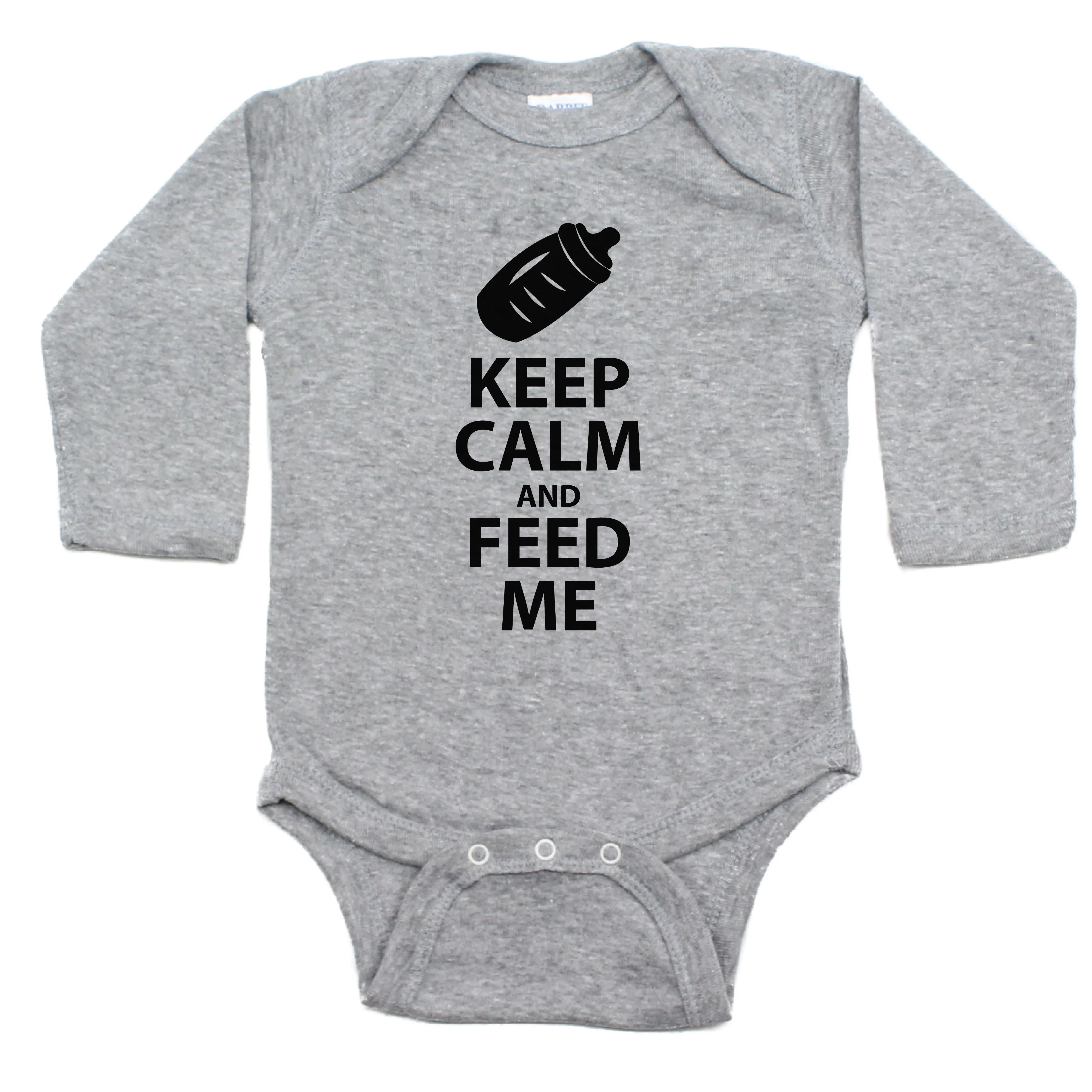 Keep Calm and Feed Me Long Sleeve Bodysuit