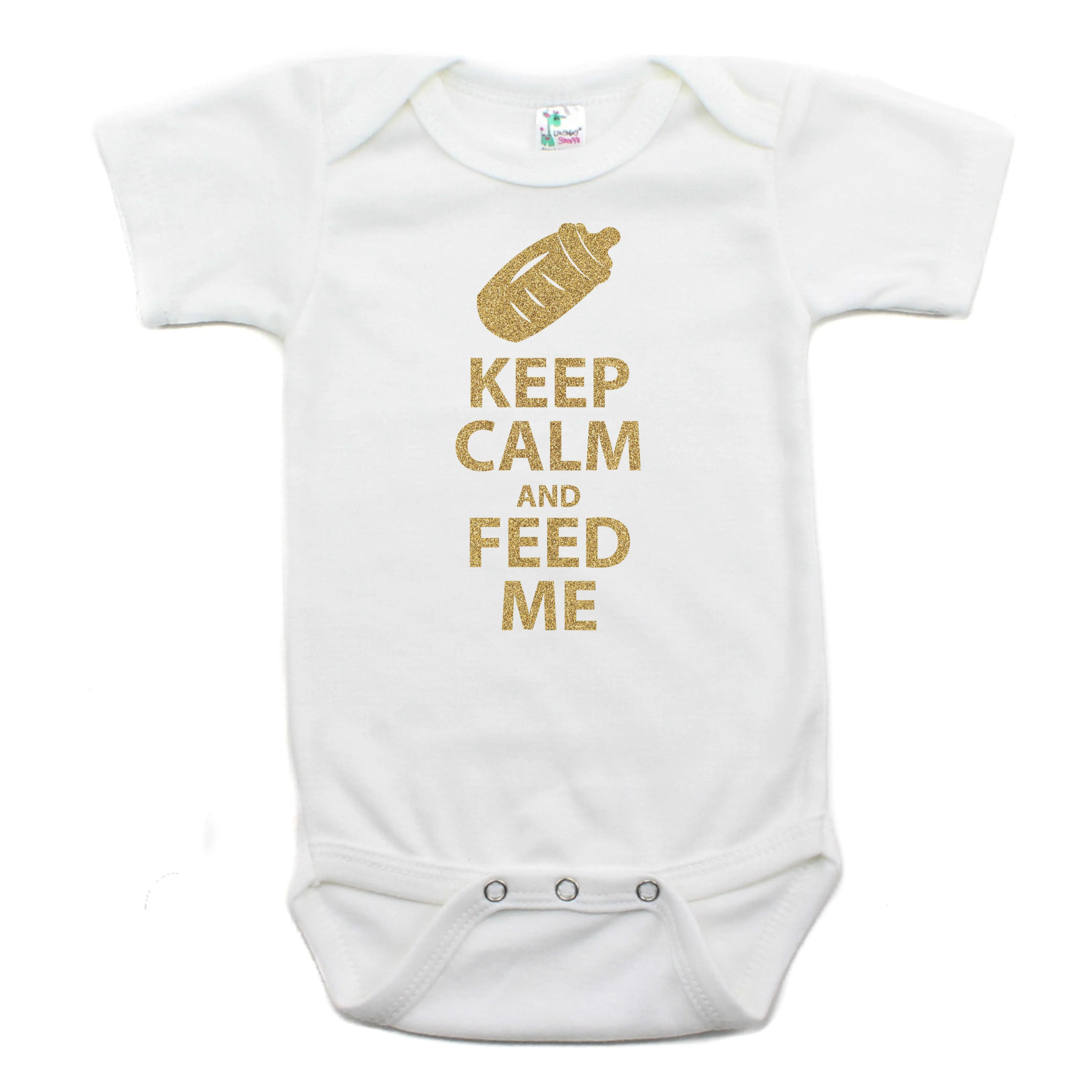Keep Calm and Feed Me Short Sleeve Cotton Bodysuit