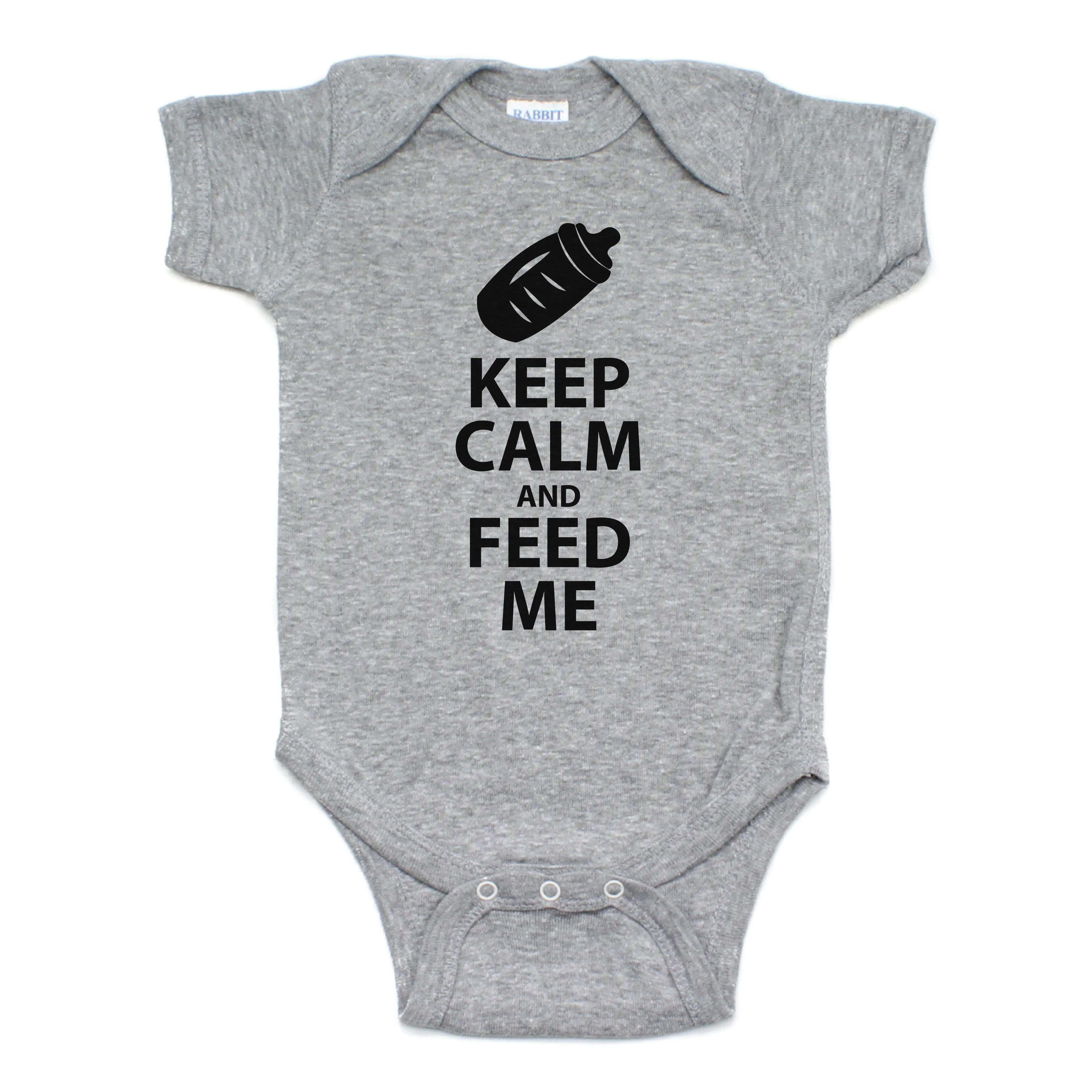 Keep Calm and Feed Me Short Sleeve Cotton Bodysuit