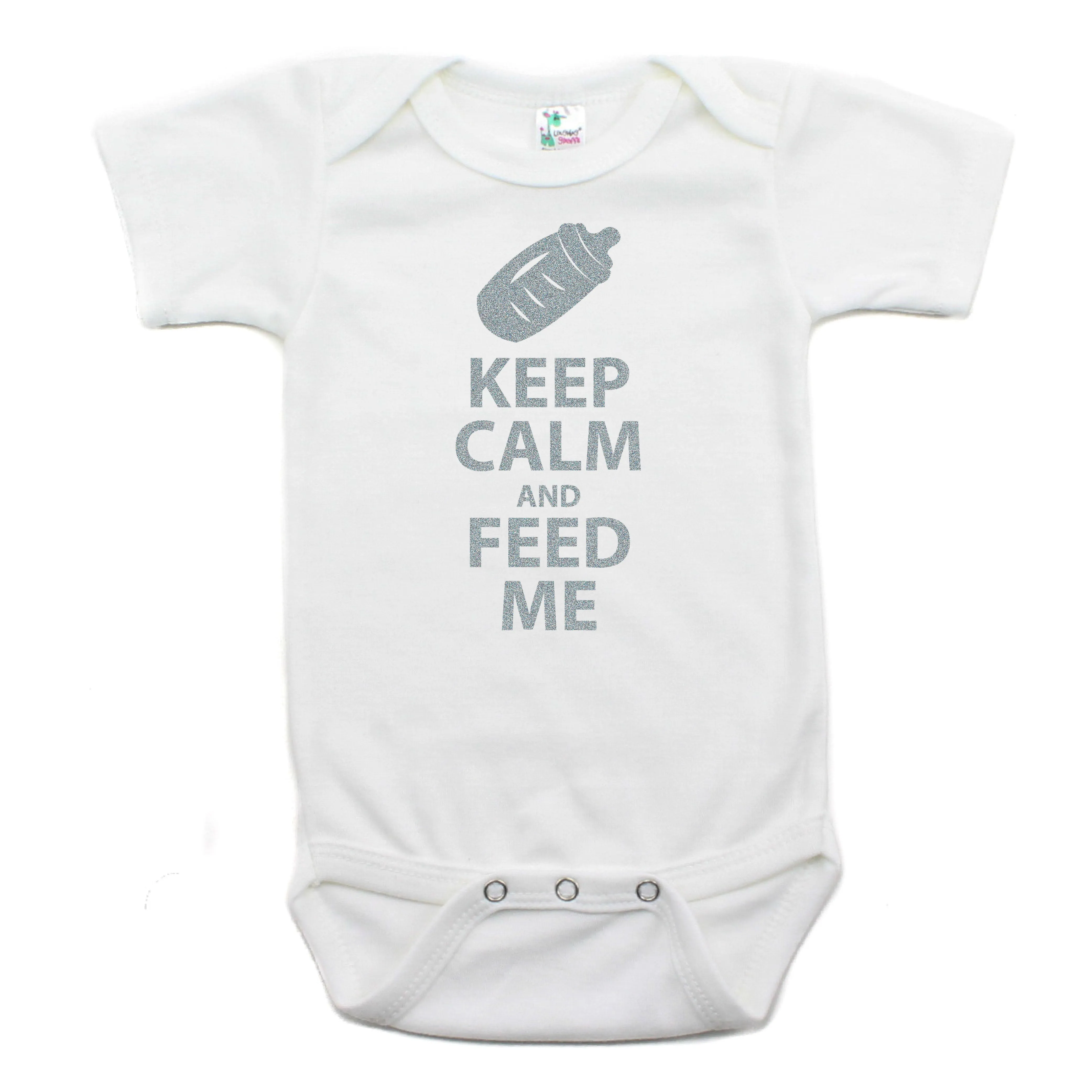 Keep Calm and Feed Me Short Sleeve Cotton Bodysuit