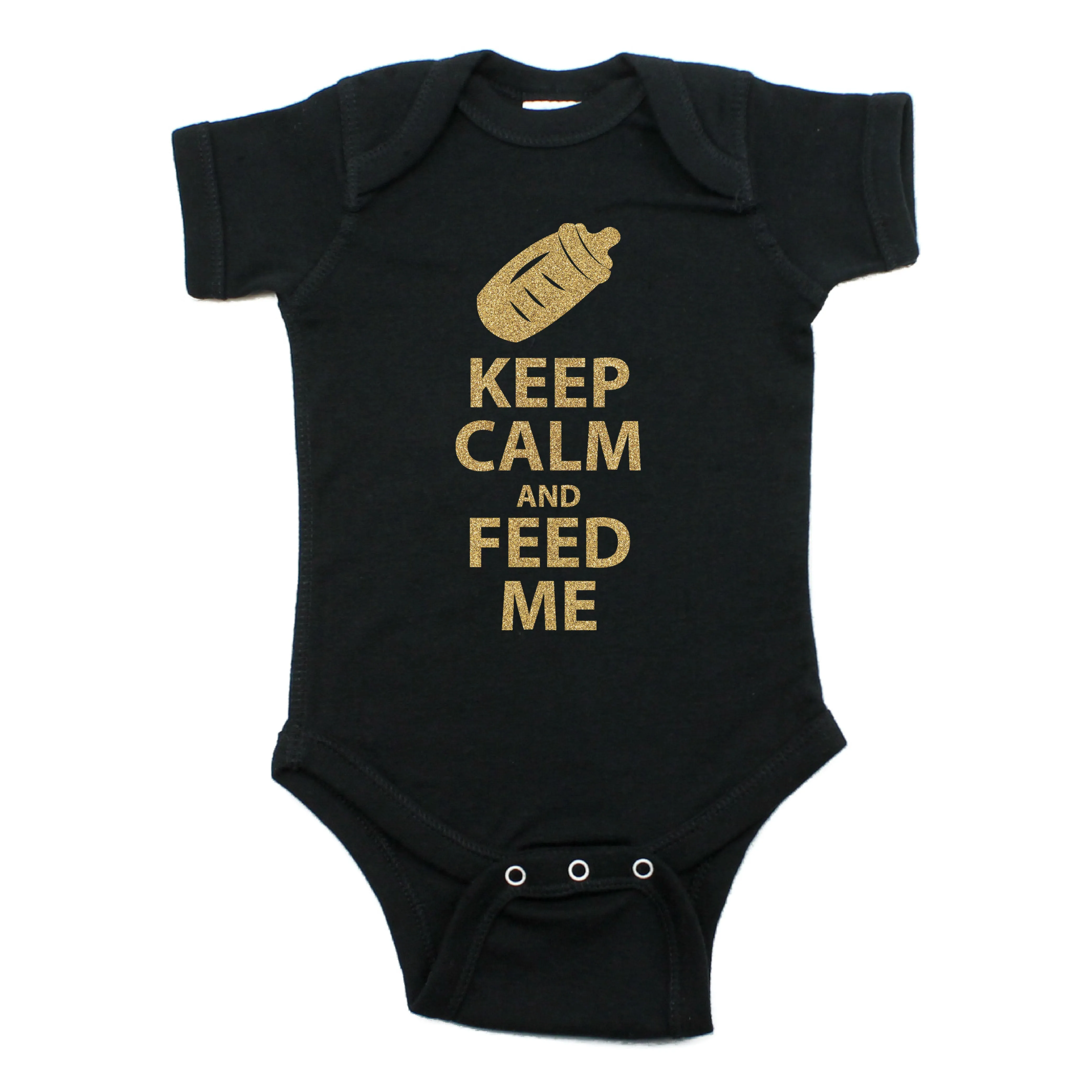 Keep Calm and Feed Me Short Sleeve Cotton Bodysuit