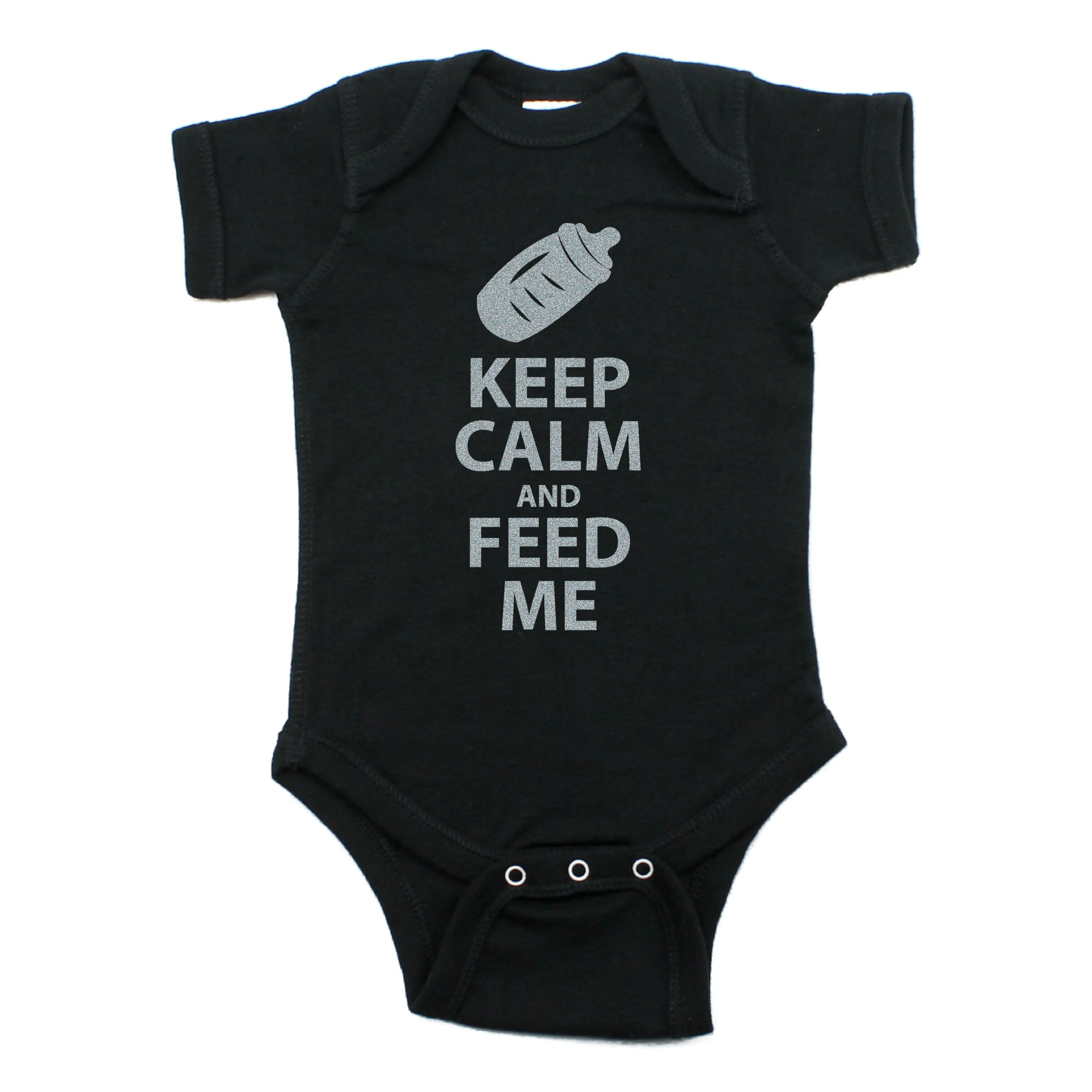 Keep Calm and Feed Me Short Sleeve Cotton Bodysuit