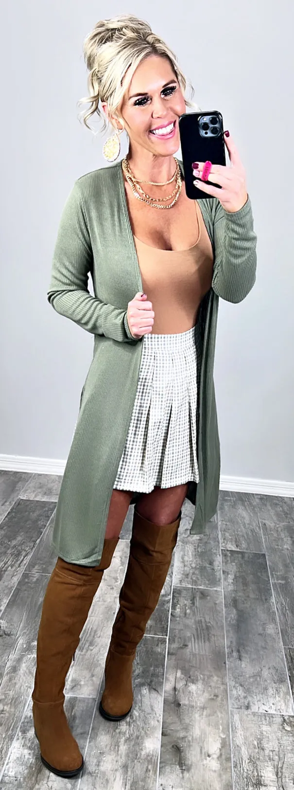 Keep Your Secrets Cardigan - Olive