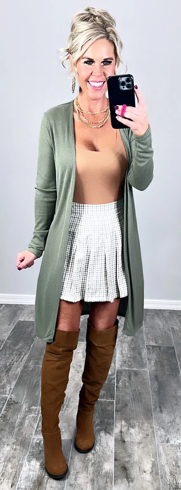 Keep Your Secrets Cardigan - Olive