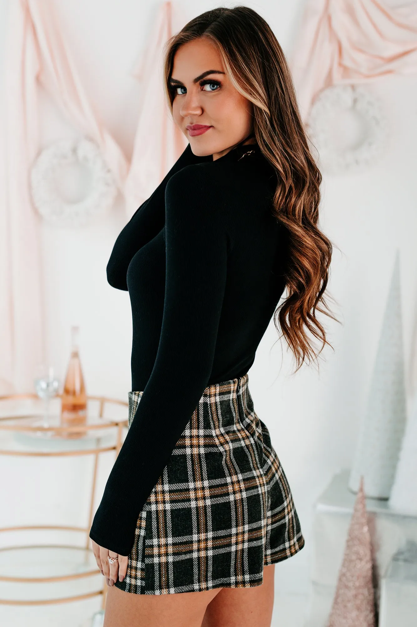 Keyhole Cutie Long Sleeve Cut-Out Bodysuit (Black)