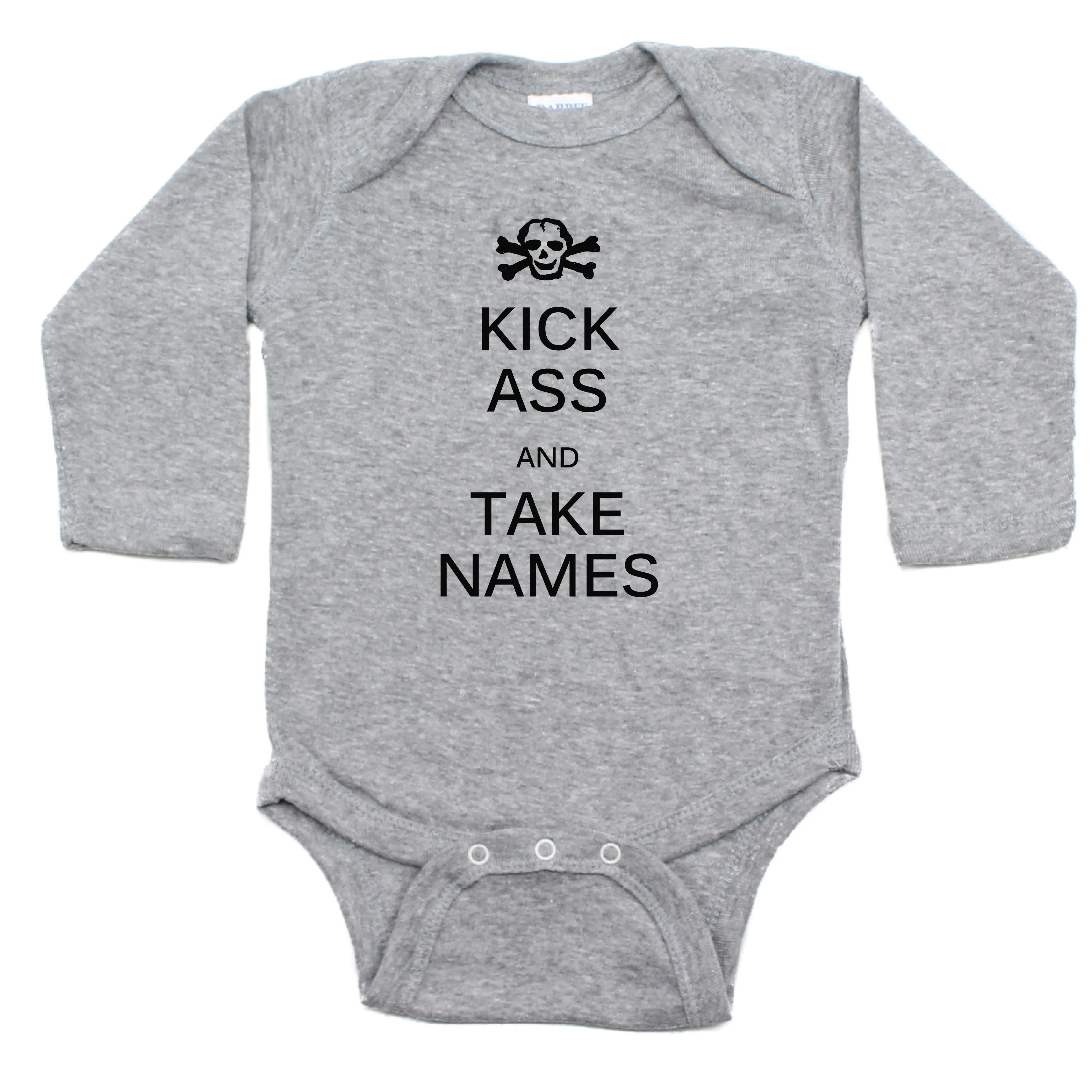 Kick Ass And Take Names Long Sleeve Cotton Bodysuit