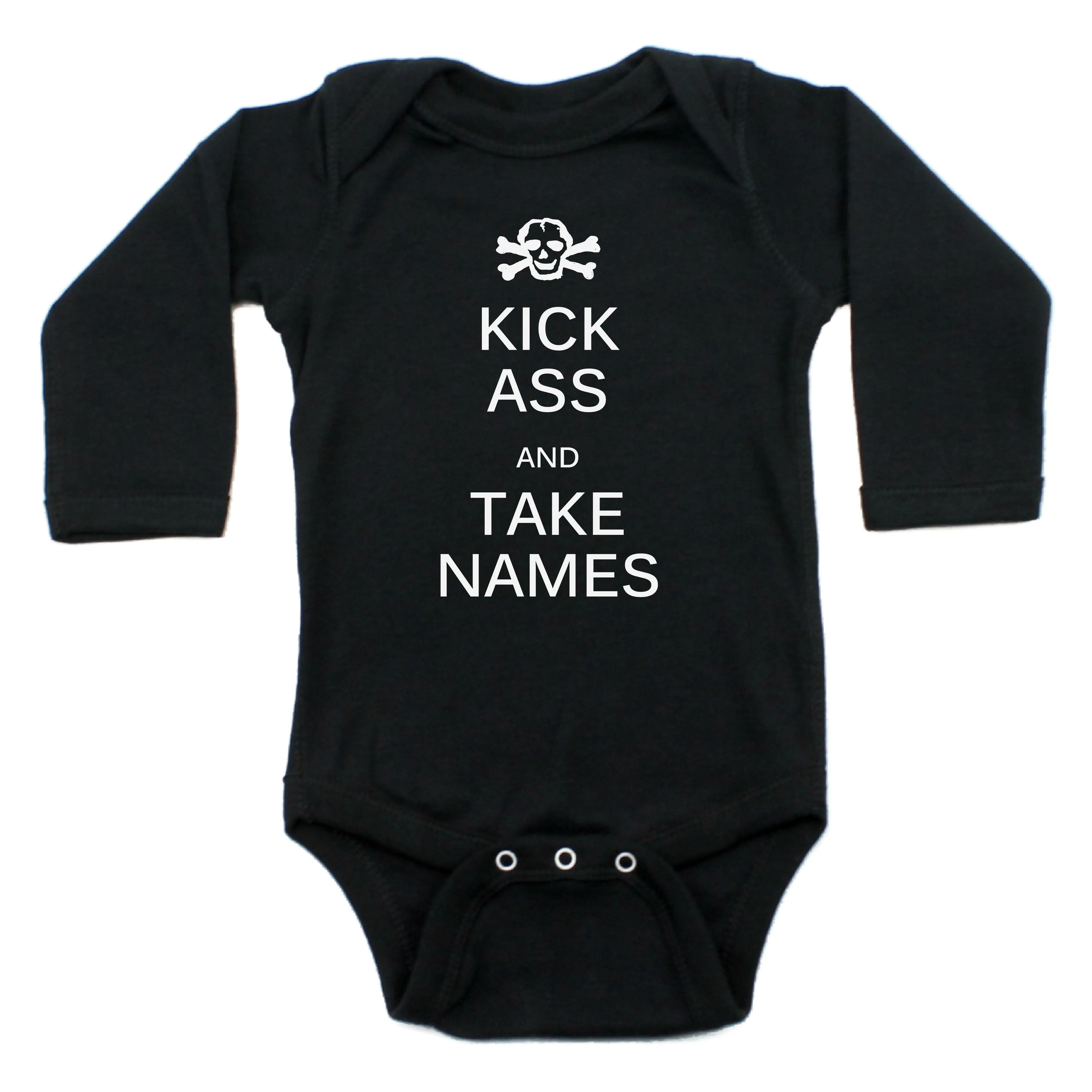 Kick Ass And Take Names Long Sleeve Cotton Bodysuit