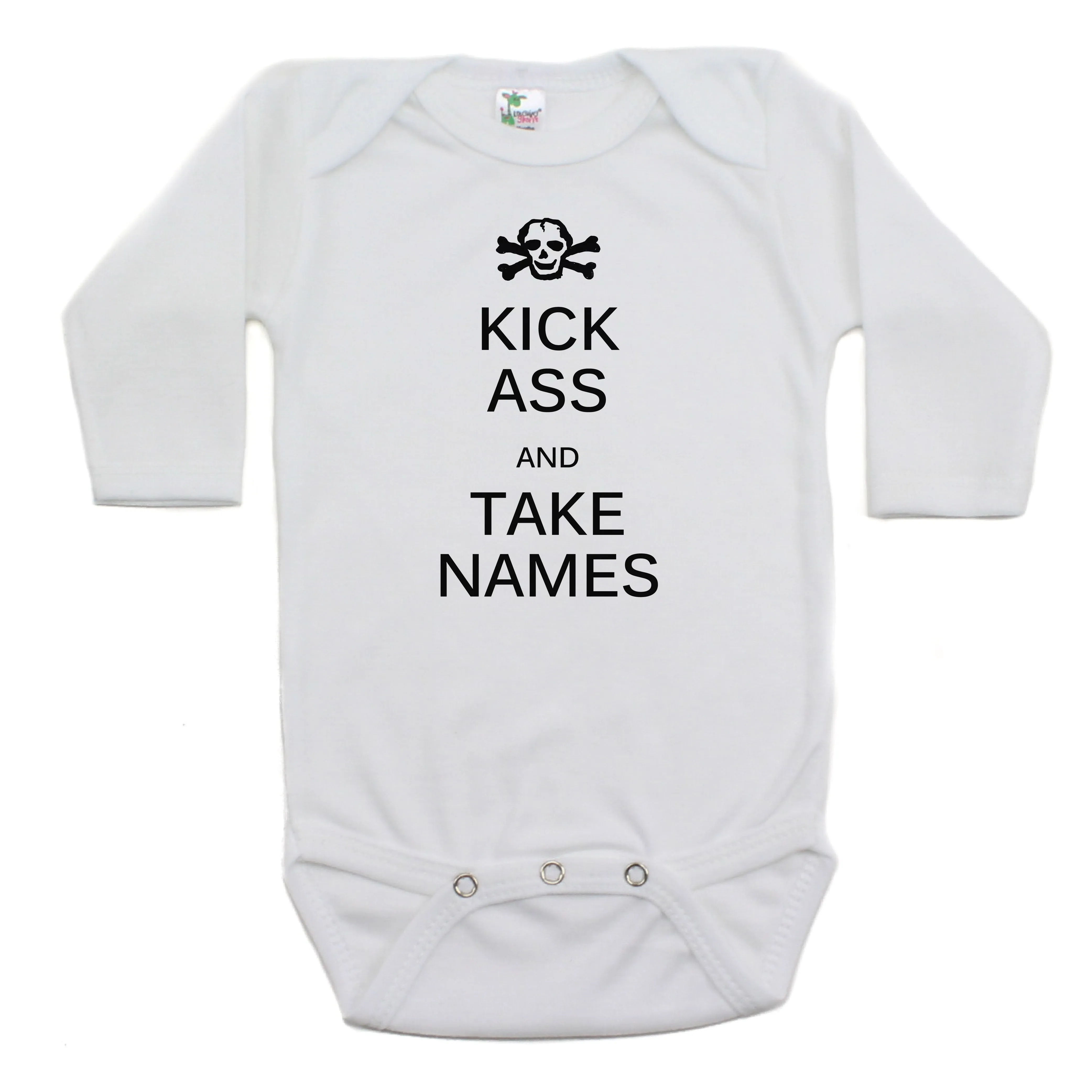 Kick Ass And Take Names Long Sleeve Cotton Bodysuit