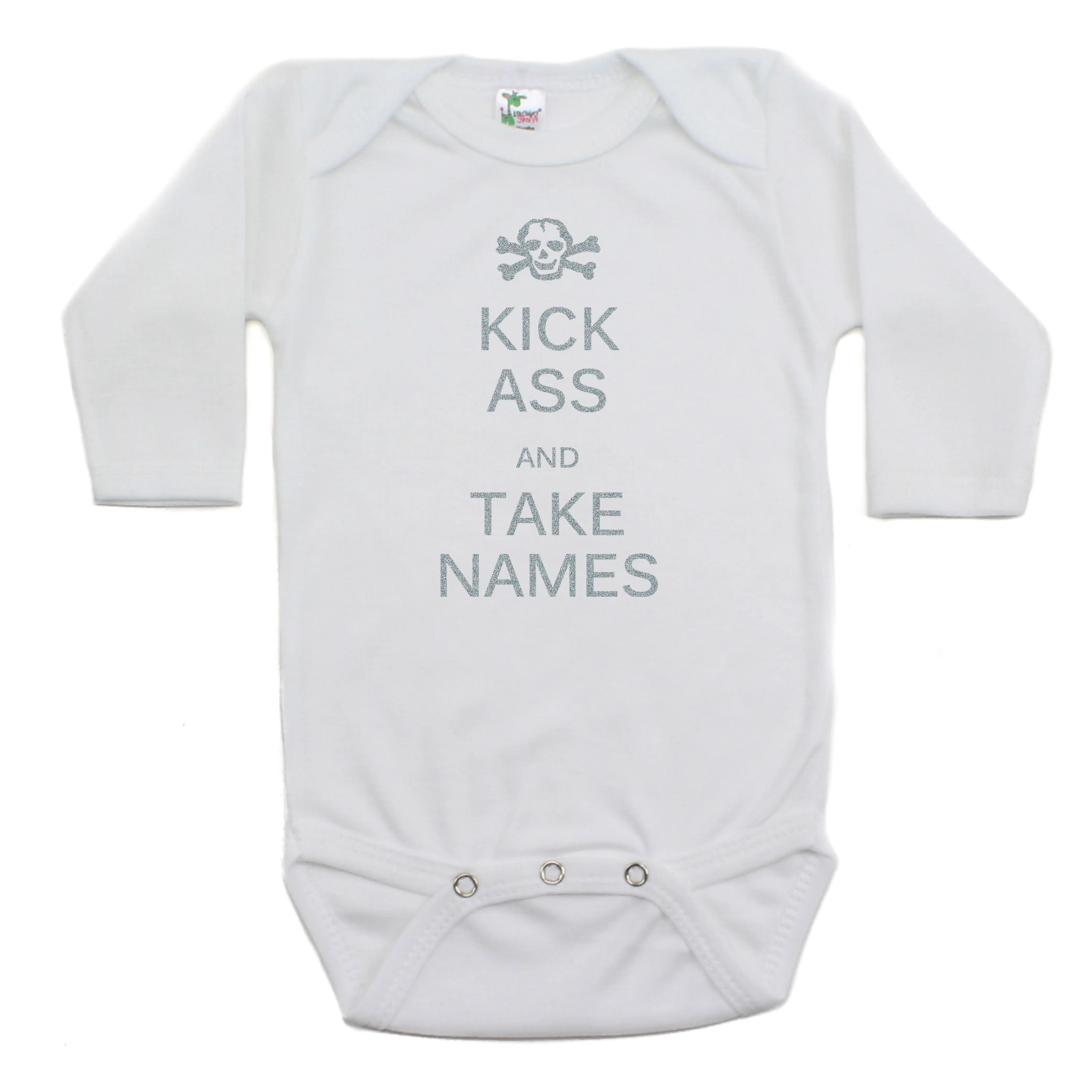 Kick Ass And Take Names Long Sleeve Cotton Bodysuit