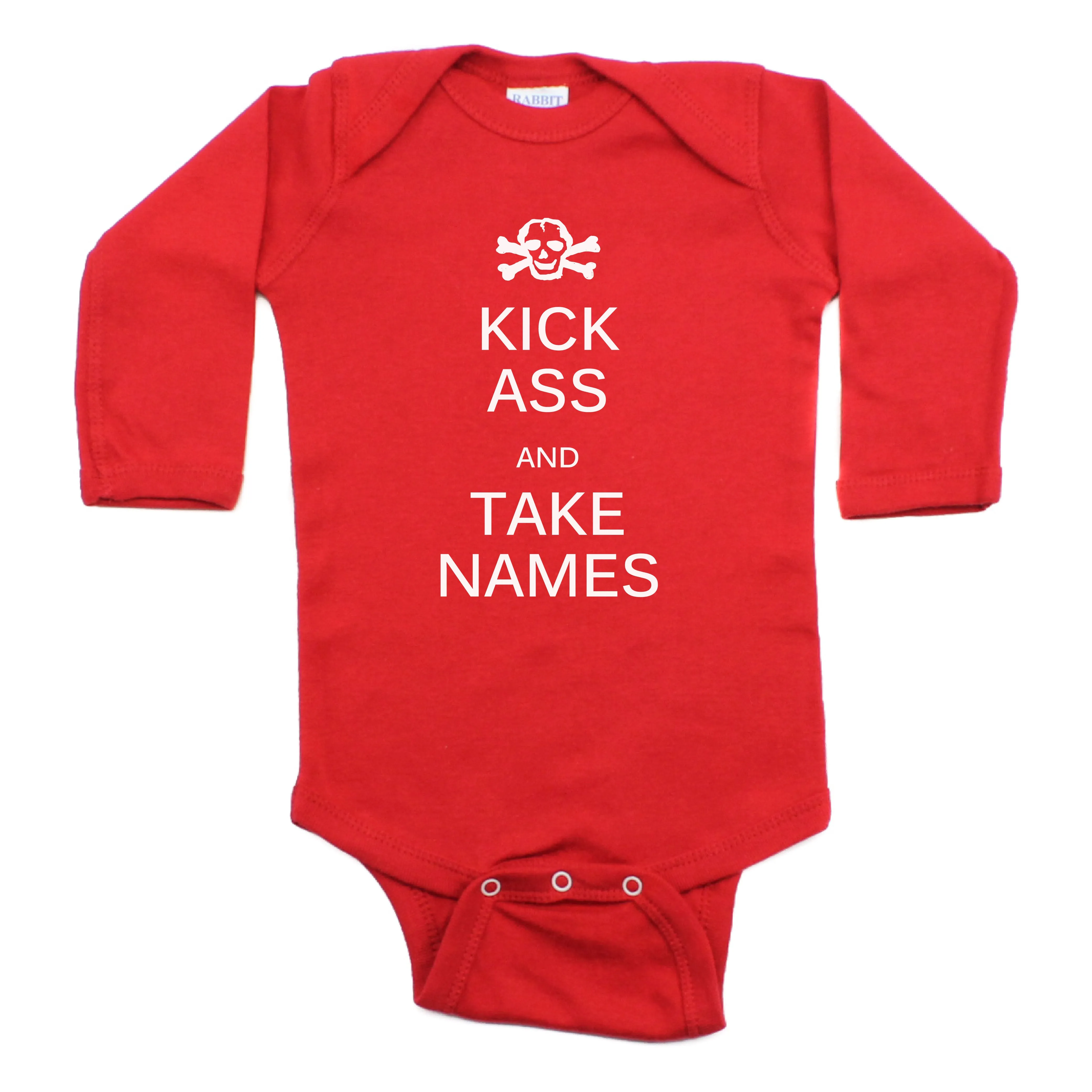 Kick Ass And Take Names Long Sleeve Cotton Bodysuit