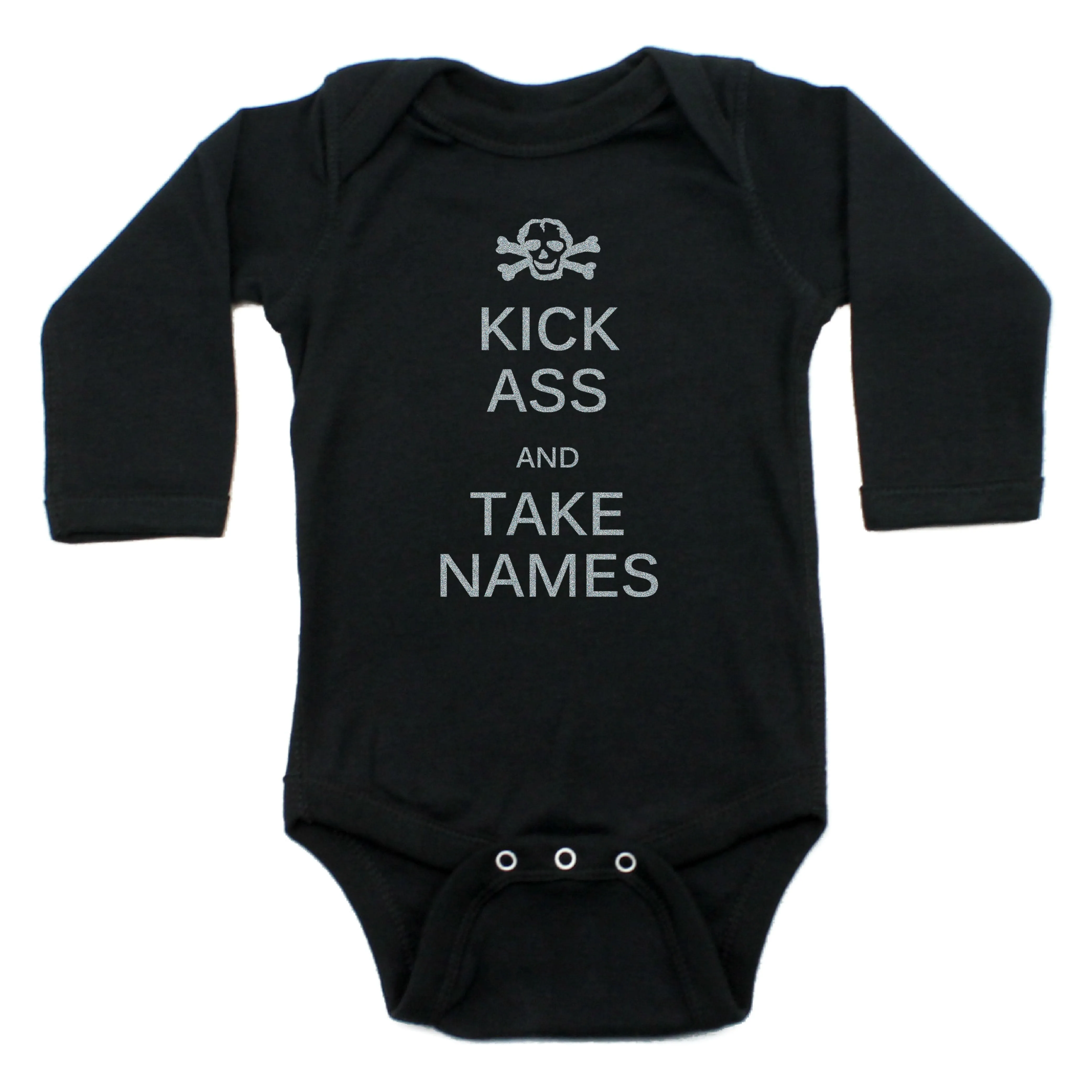 Kick Ass And Take Names Long Sleeve Cotton Bodysuit