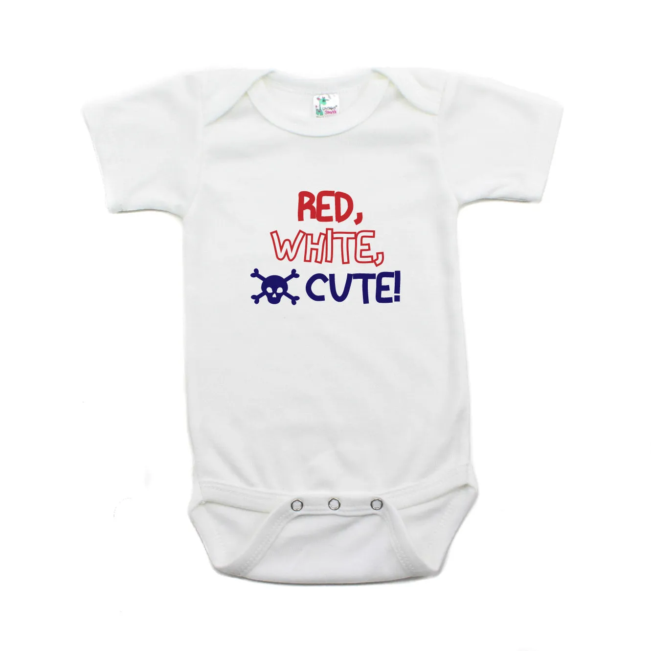 Labor Day Red White Cute Skull Short Sleeve Baby Infant Bodysuit