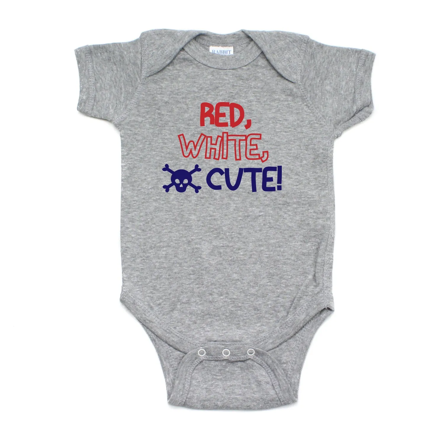 Labor Day Red White Cute Skull Short Sleeve Baby Infant Bodysuit