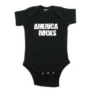 Labor Day White America Rocks Short Sleeve Baby Infant Bodysuit