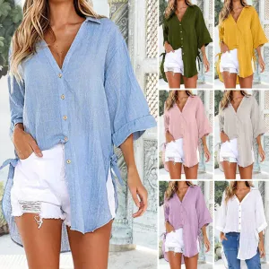 Lace-Up Button-Up Shirt