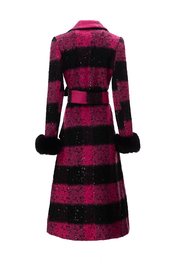 Lapel Striped Overcoat
