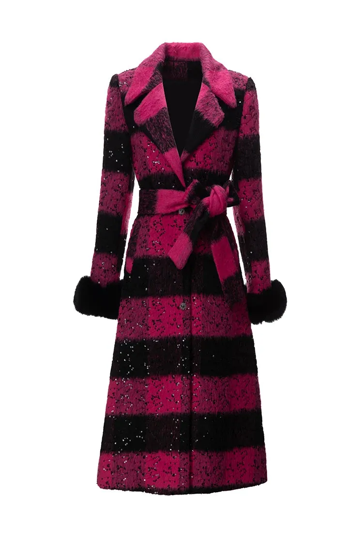 Lapel Striped Overcoat
