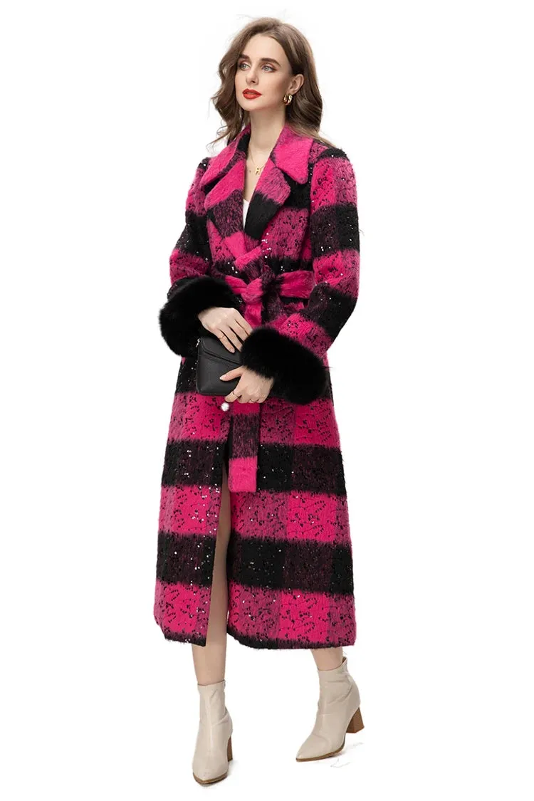 Lapel Striped Overcoat