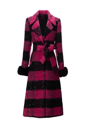 Lapel Striped Overcoat