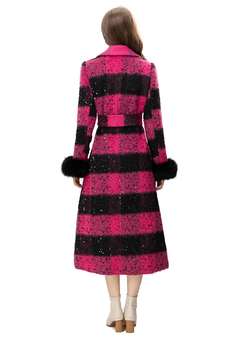 Lapel Striped Overcoat