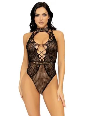 Leg Avenue 89307 Lace Keyhole Halter Bodystocking