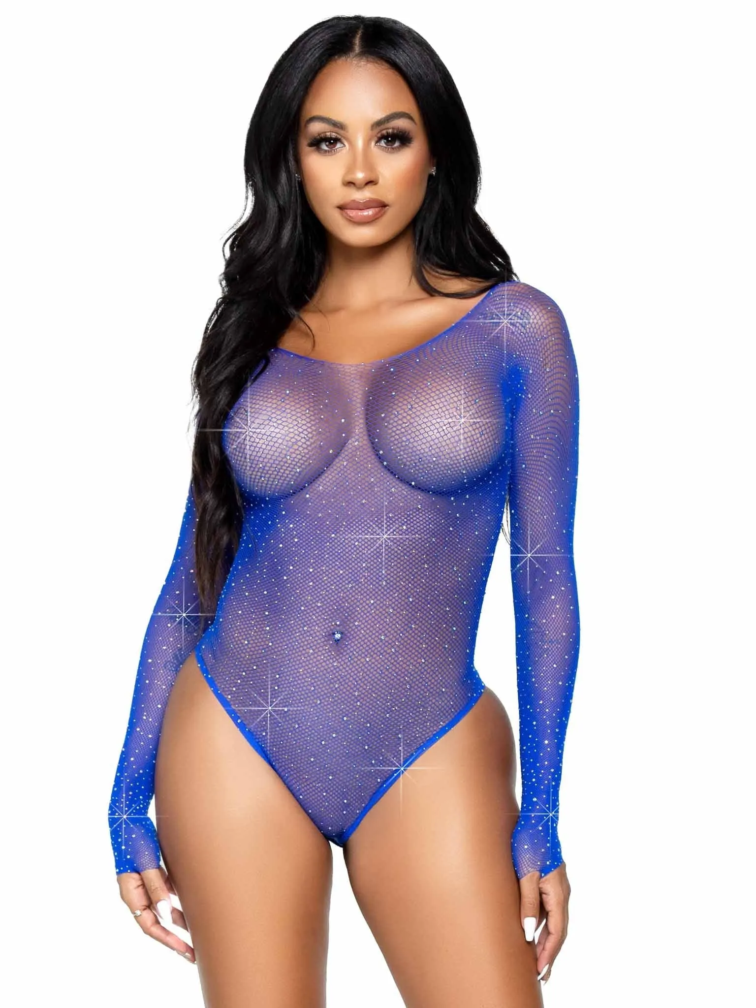 Leg Avenue  Rhinestone Long Sleeve Fishnet Bodysuit  89231