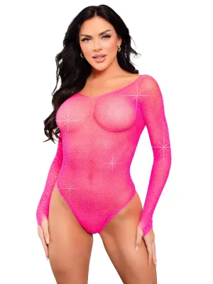 Leg Avenue  Rhinestone Long Sleeve Fishnet Bodysuit  89231