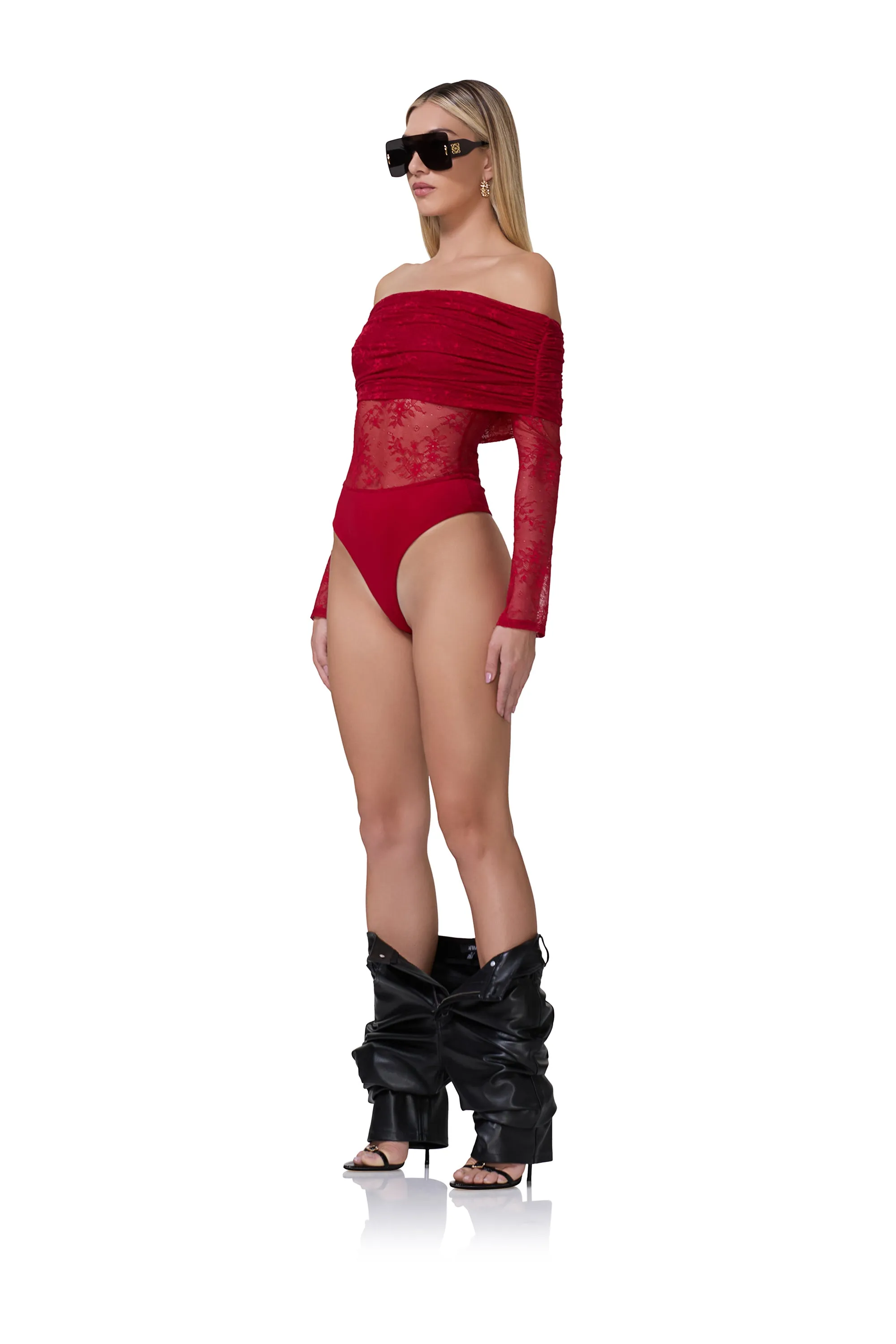 Lennox Lace Bodysuit - Poppy Red