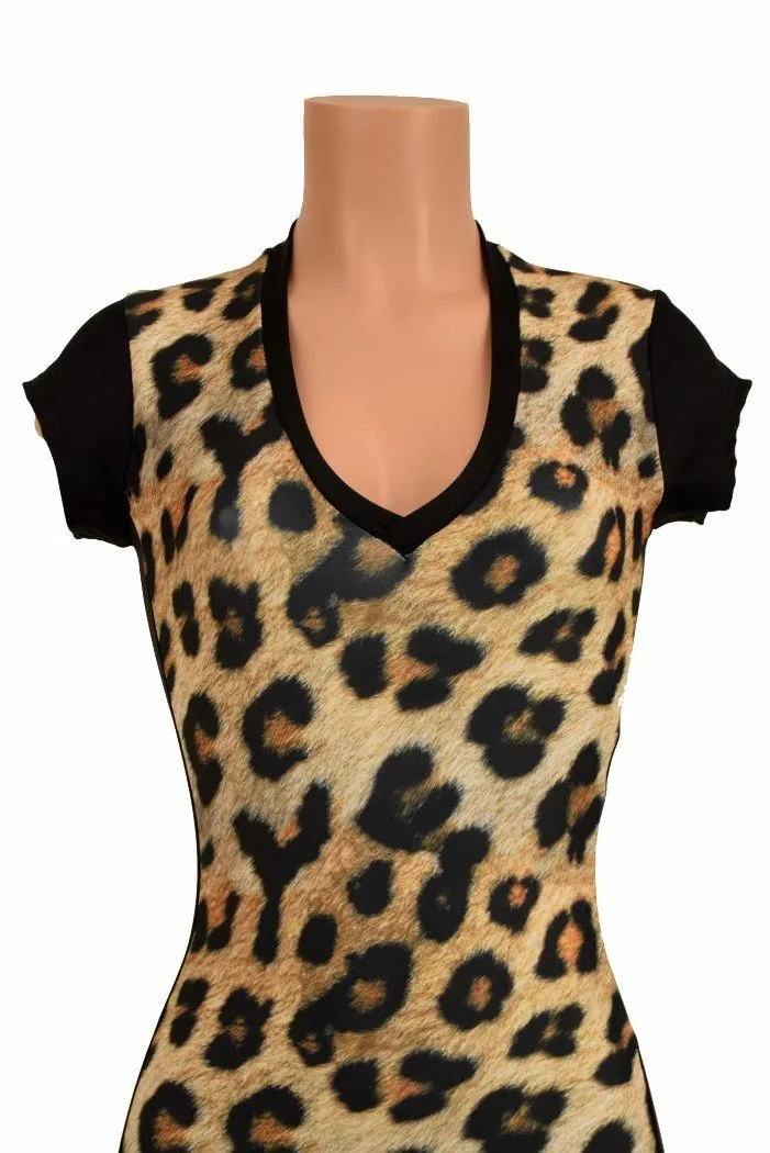 Leopard Catsuit with Side Panels