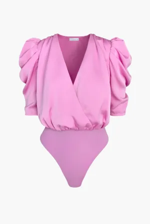 LILA SATEEN PUFF SLEEVE BODYSUIT
