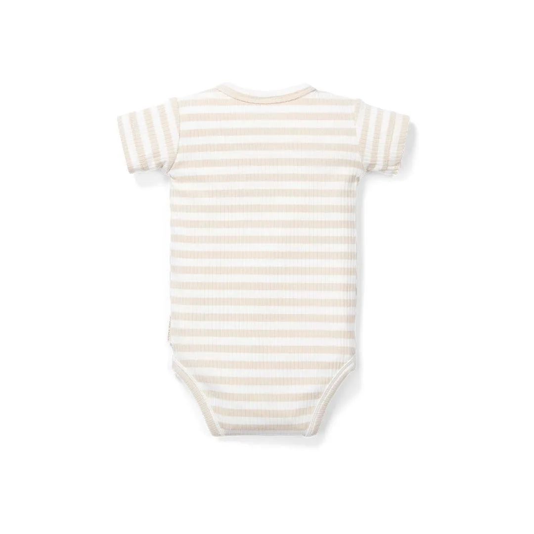 Little Dutch Short Sleeve Bodysuit - Sand - Stripe