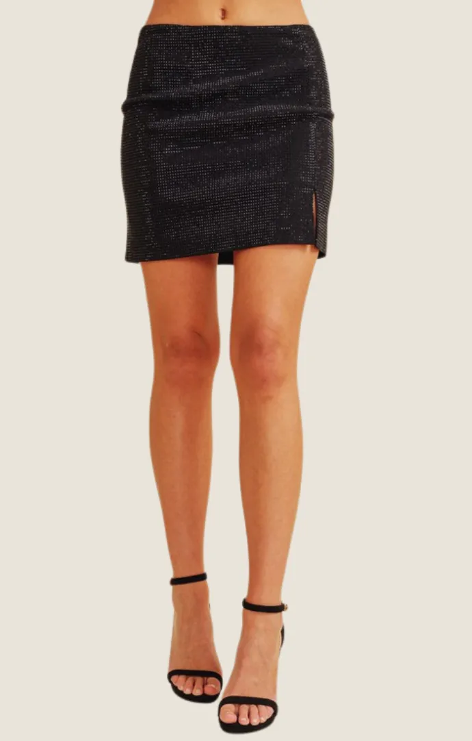 Lola Black Rhinestone Mini Skirt