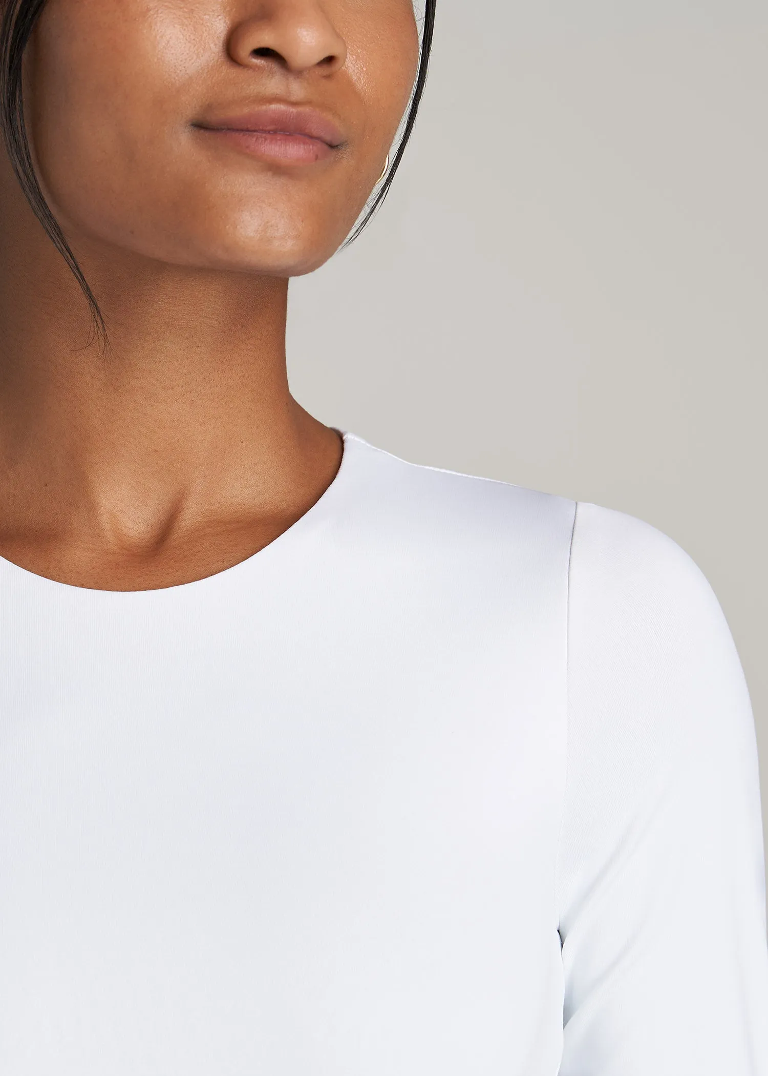 Long Sleeve Bodysuit for Tall Women in Bright White