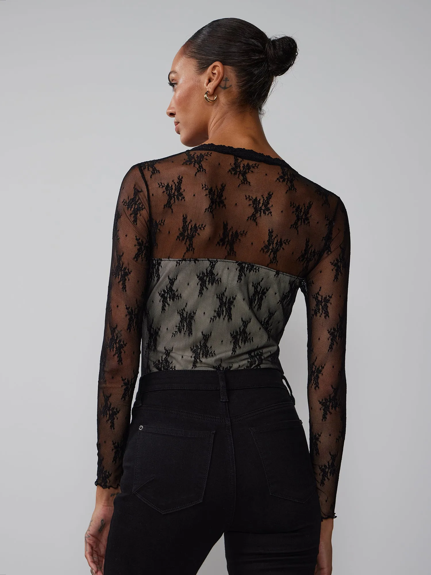 Long Sleeve Lace Accent Bodysuit