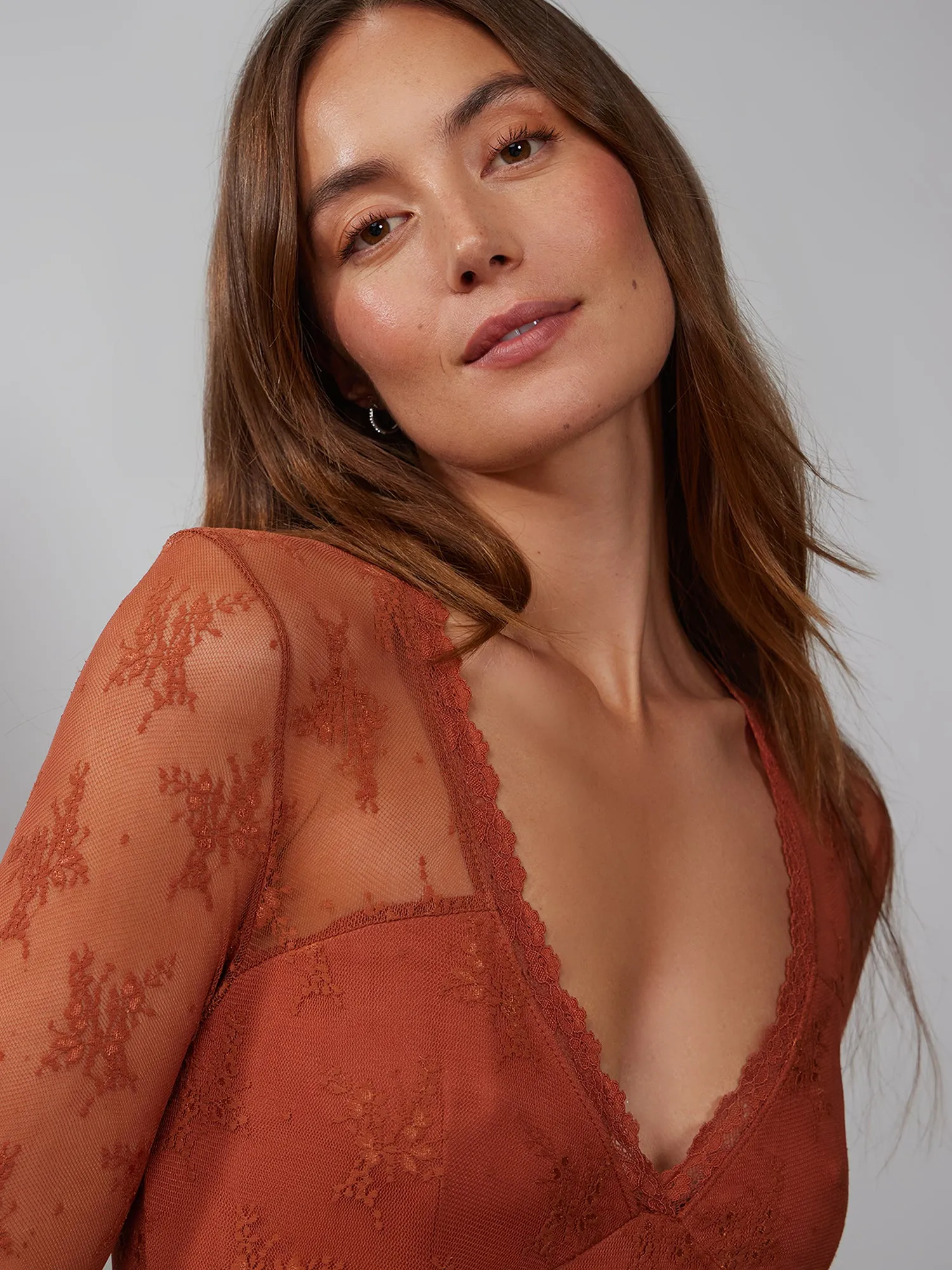 Long Sleeve Lace Accent Bodysuit