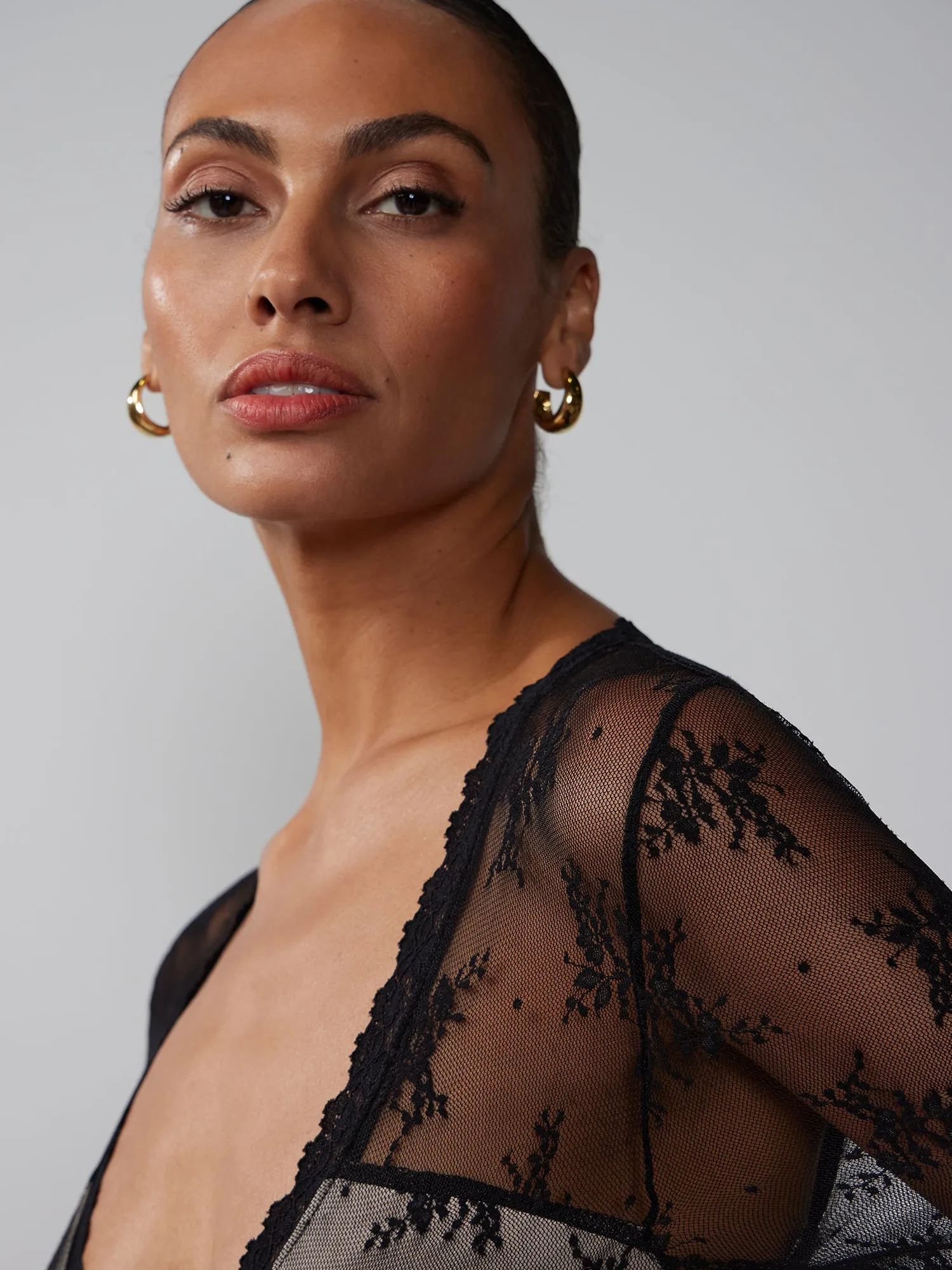 Long Sleeve Lace Accent Bodysuit