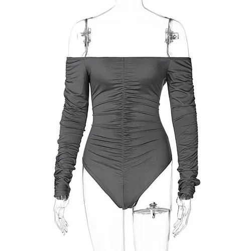 Long Sleeve Solid Square Collar Bodycon Bodysuit
