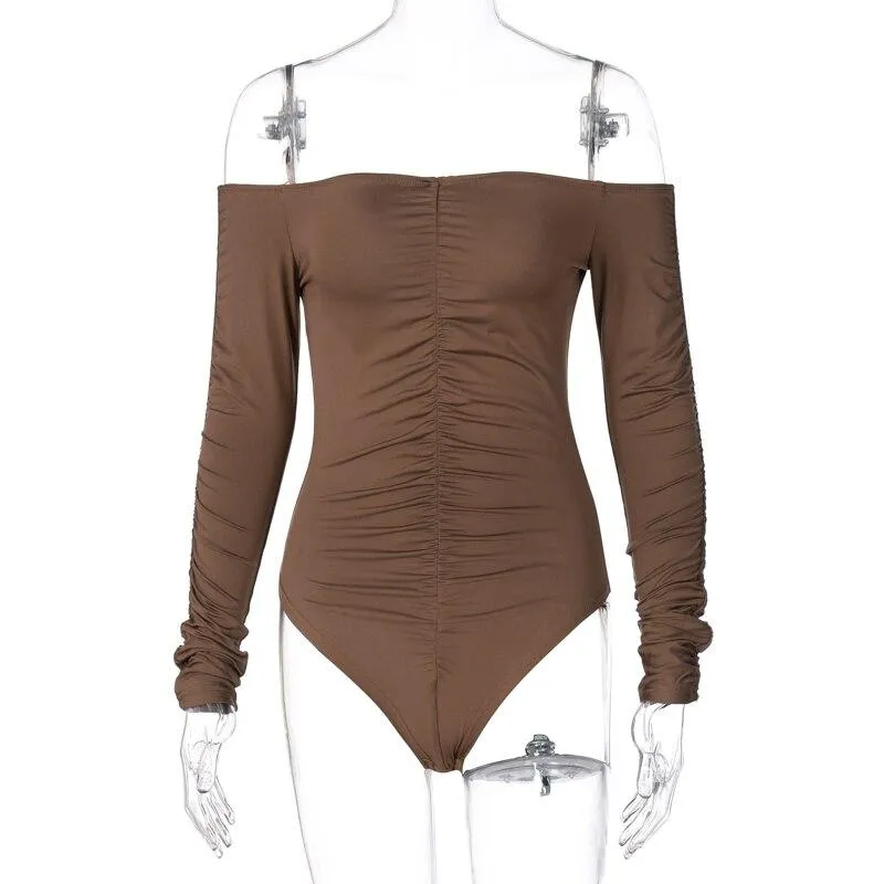 Long Sleeve Solid Square Collar Bodycon Bodysuit